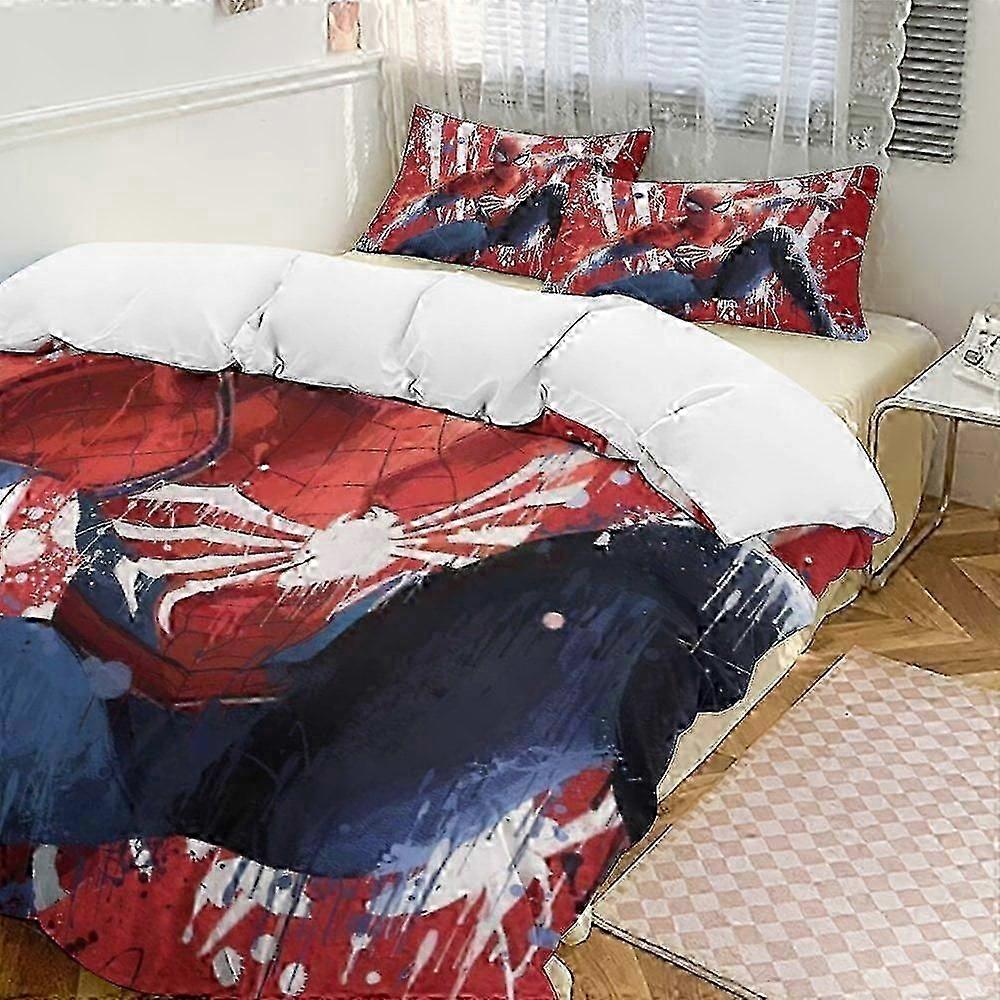 n1531 Lençóis Spider-Man Bedding Comforter Se, Conjunto de Cama de 3 Peças Conjunto de Cama Soft Wa para Quarto All Season L (1 Capa de Edredom e 2 Fronhas) Cama S
