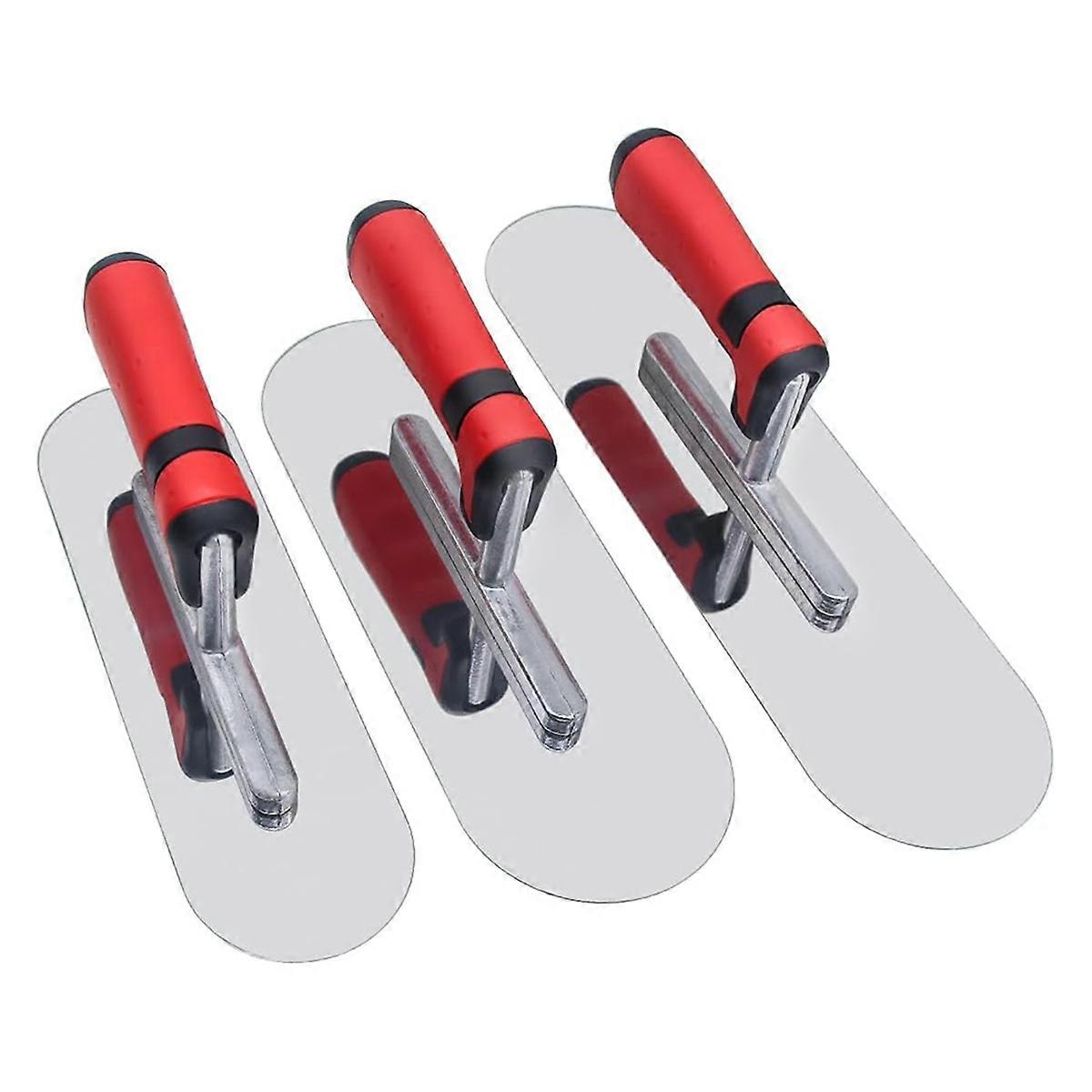 Concrete Tools Set Stainless Steel Pool Trowel 3PC Flat Finishing Cement Drywall Plastering Masonry Construction Kit