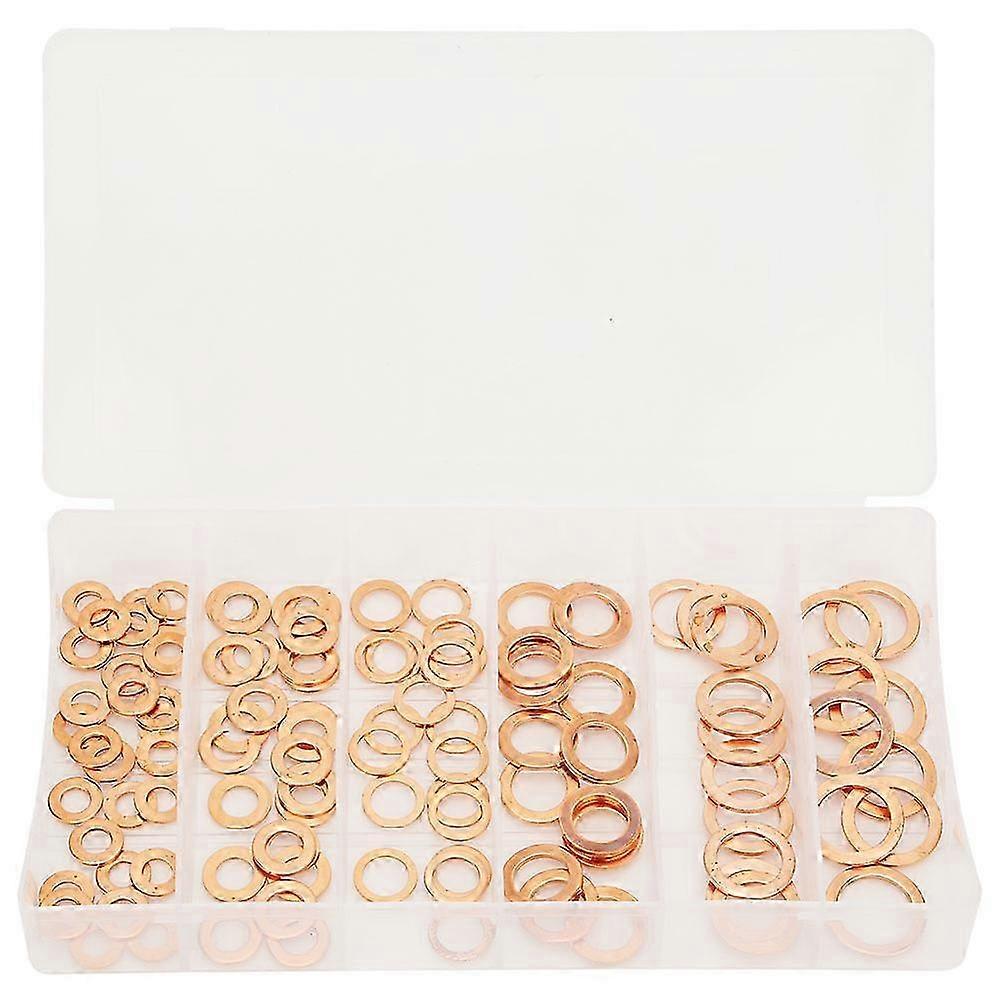 110Pcs Copper Washer Flat Fixing Sealing Fasteners Assortment Kit for Automobiles Pump