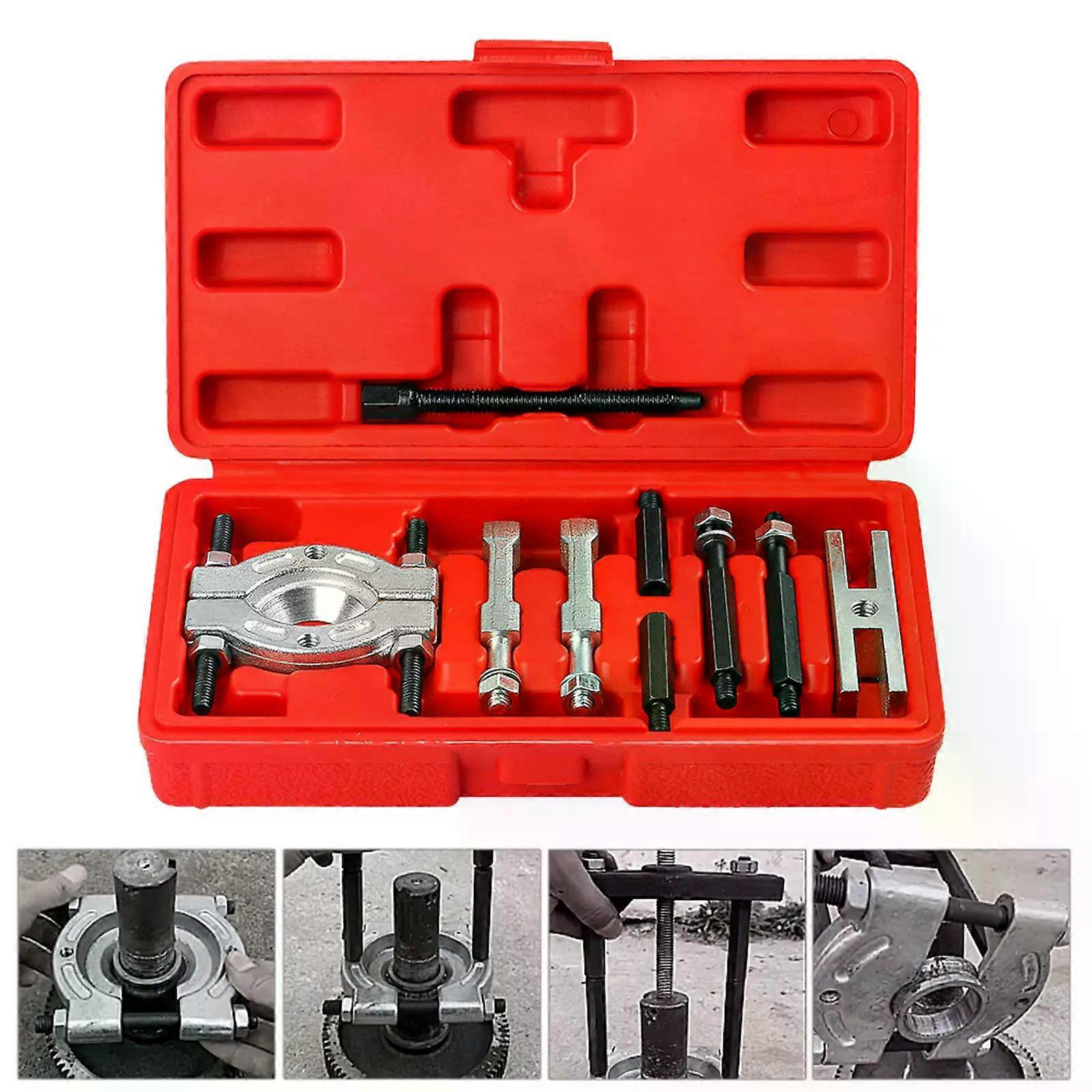 Professional 9Pcs Bearing Separator and Puller Set Bearing Removal Tool Set Bearing Separator Car Repair Tool Kit with Red Case