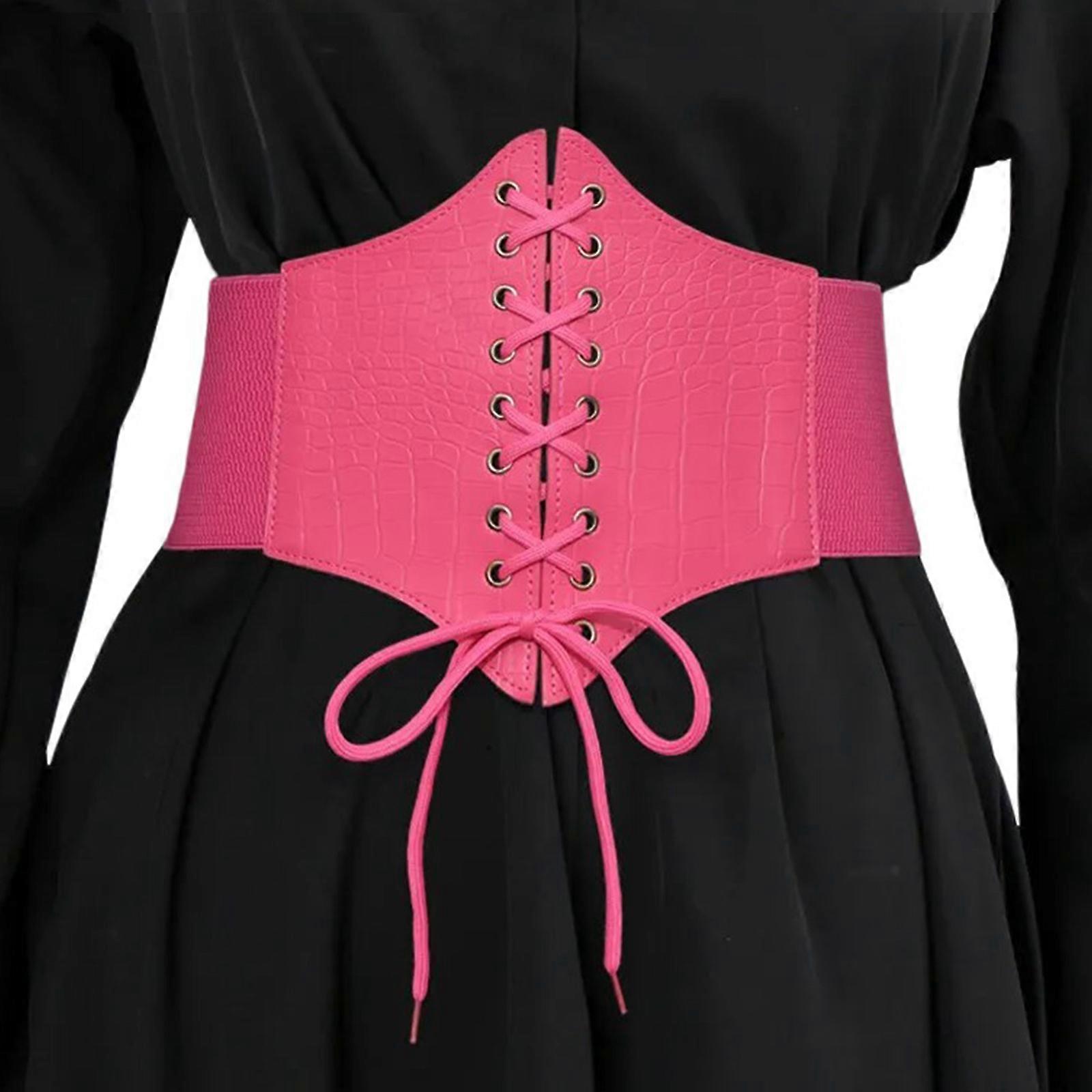 Joustava vyötäröketju Snap Button Cowgirl vyö naisille Proms Stage ja Club Party farkkujen mekot ruusu punainen