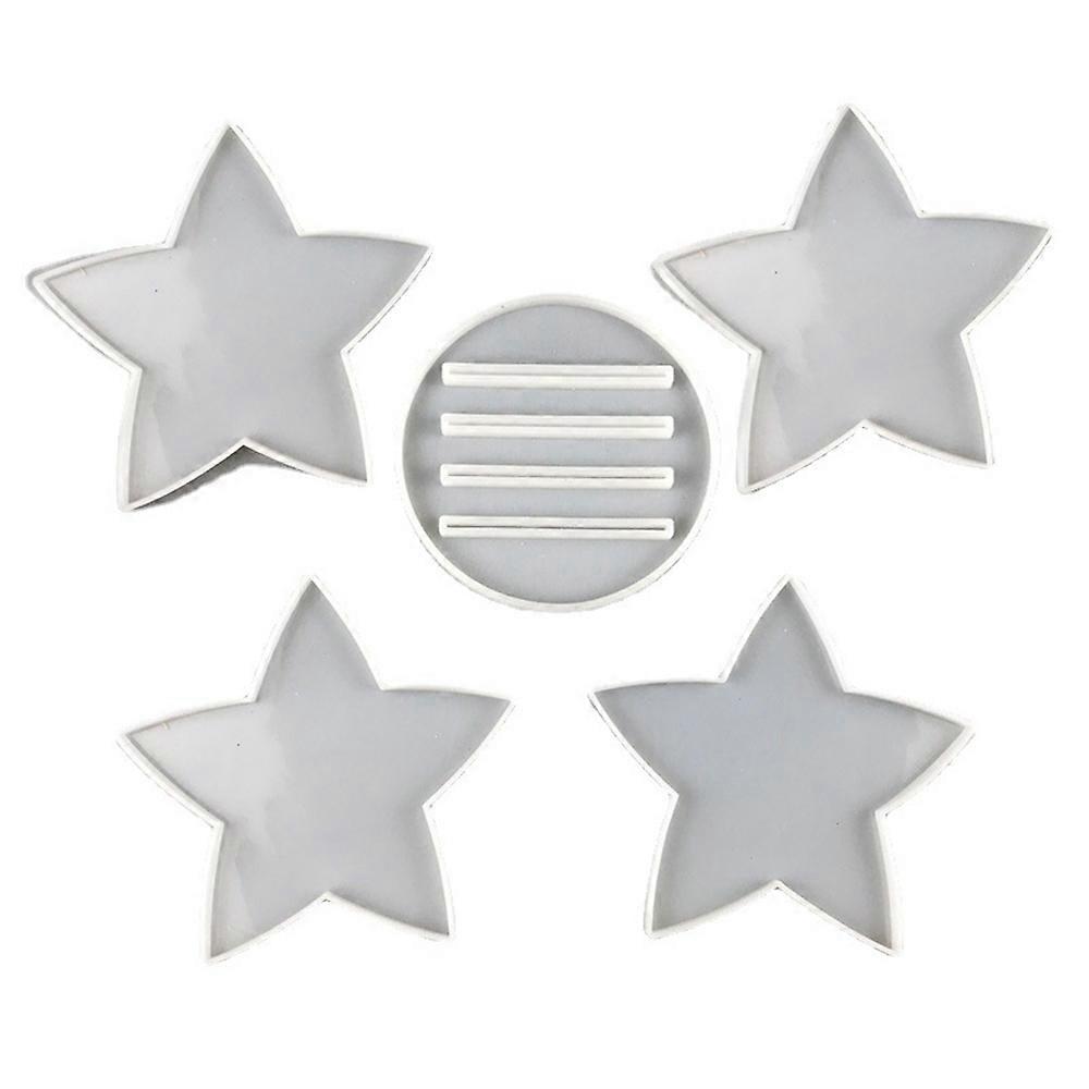 5Pcs Five-Pointed Star Coaster Bracket Silicone Mold DIY Coaster