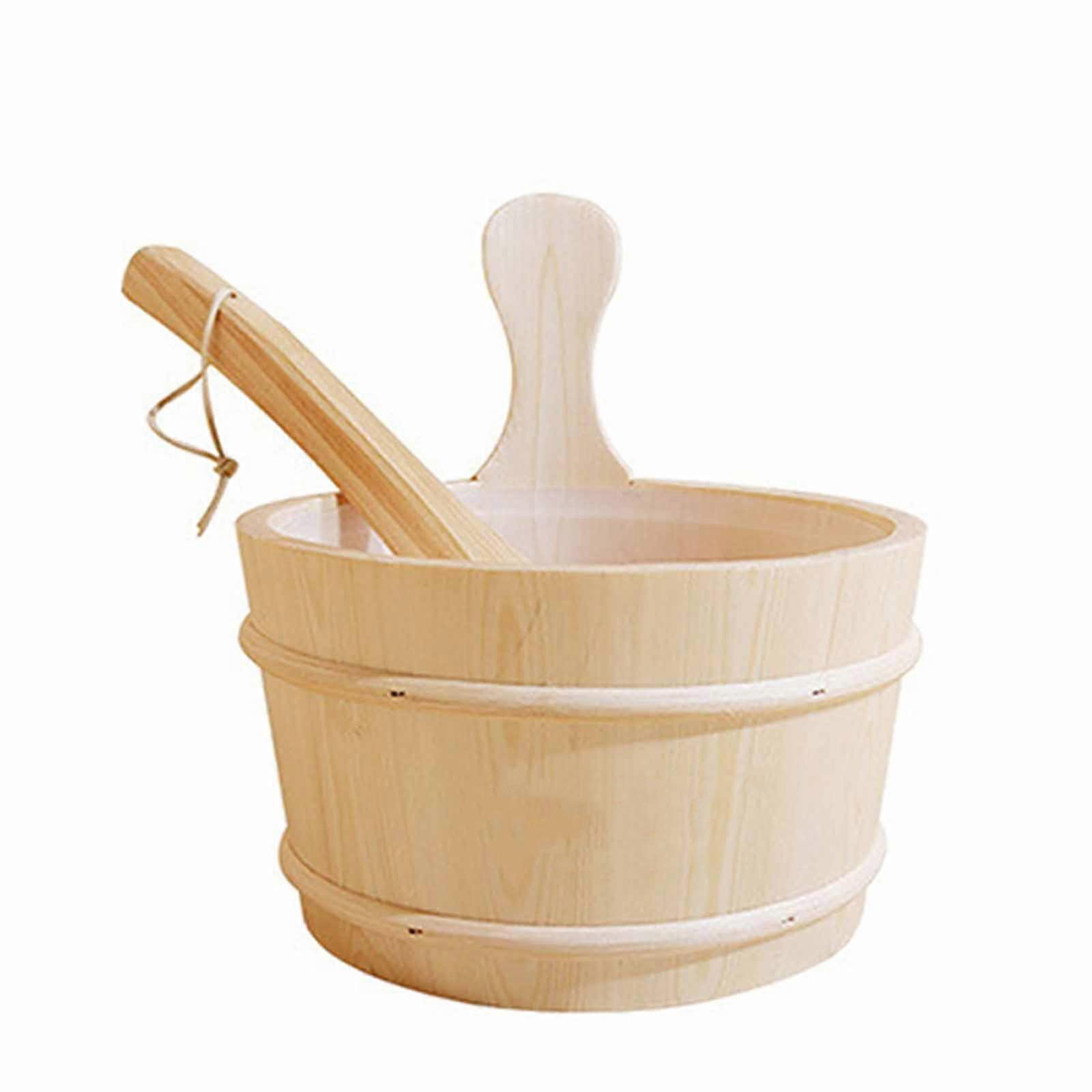 Sauna Bucket with ladle Sauna Accessories for Steam Room , Sauna Bucket,Ladle, Plastic Liner Included 桑拿木桶木勺把手