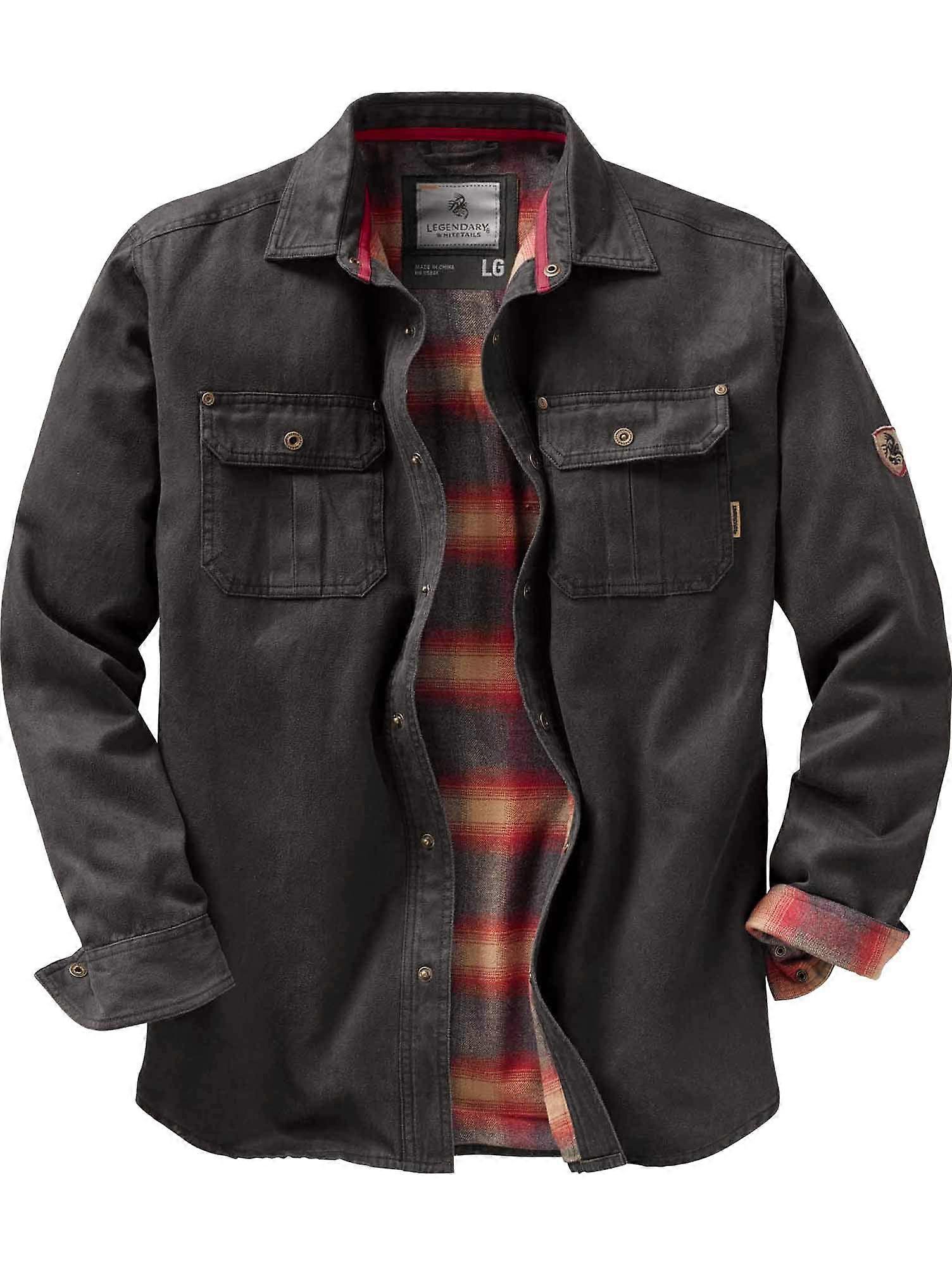 Flannel Lined Rugged Shirt Jacket for Men, Warm Autumn Outerwear, Heavyweight Cotton, Available in Multiple Sizes and Colors