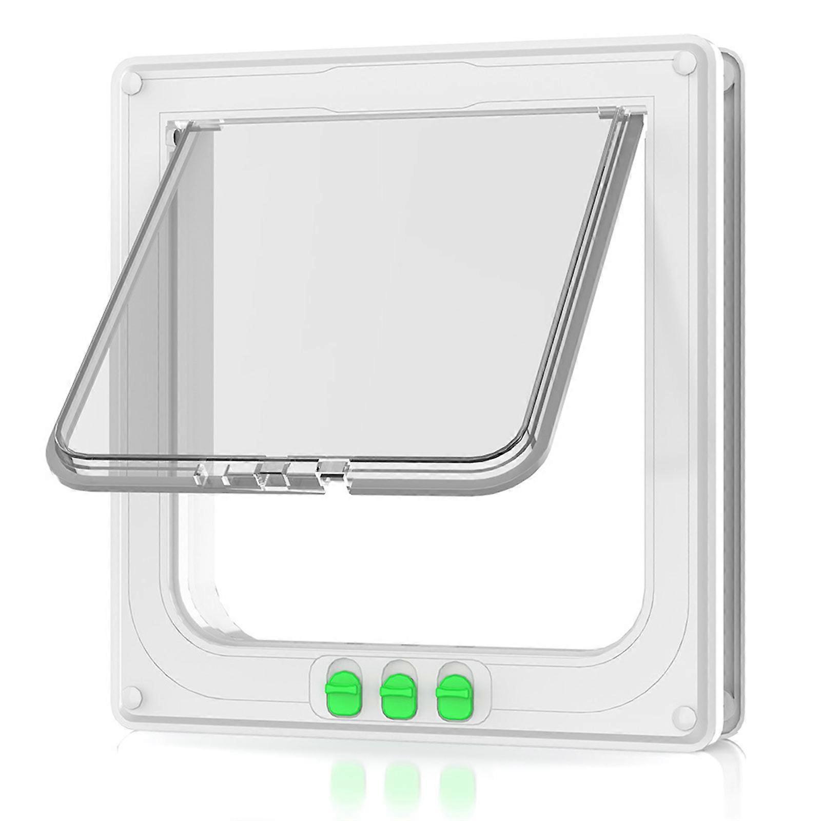 Cat Flap Door with 3 Way Locking Install in Interior and Exterior Door Entry and Exit for Dog and Cat Clear Flap XL White