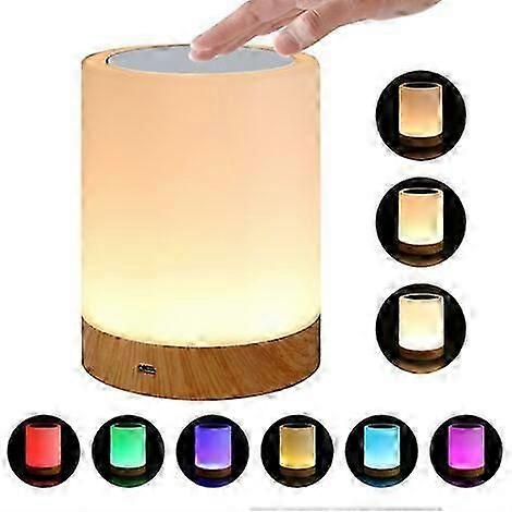 Smart LED Bedside Lamp, 3 Brightness Levels, Multicolor Bedside Lamp with Timer Function, Touch Control