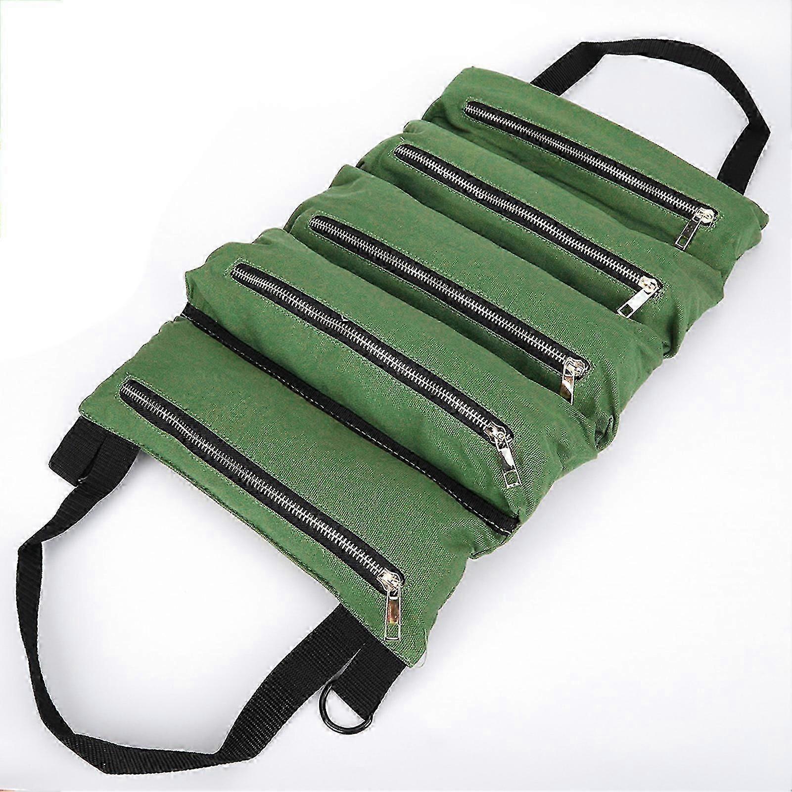 For Portable Canvas Tool Organizer Pouch - Roll Up Storage Bag for Spanner Wrenches, Mechanics Tool Bag