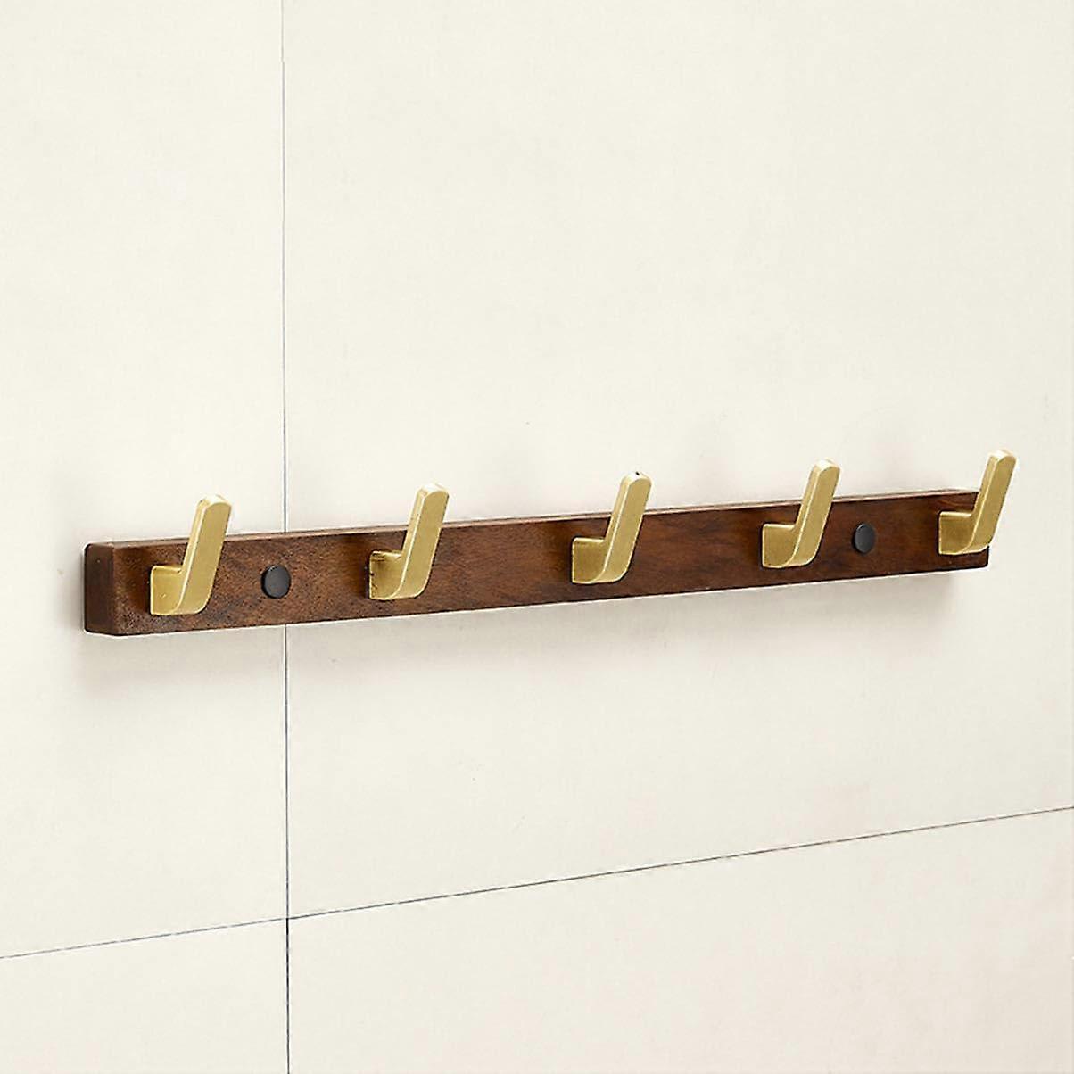 5 Hook Wall-Mounted Jacket Hook Walnut Finish Zinc Alloy Bathroom Coat Hook Easter Collection