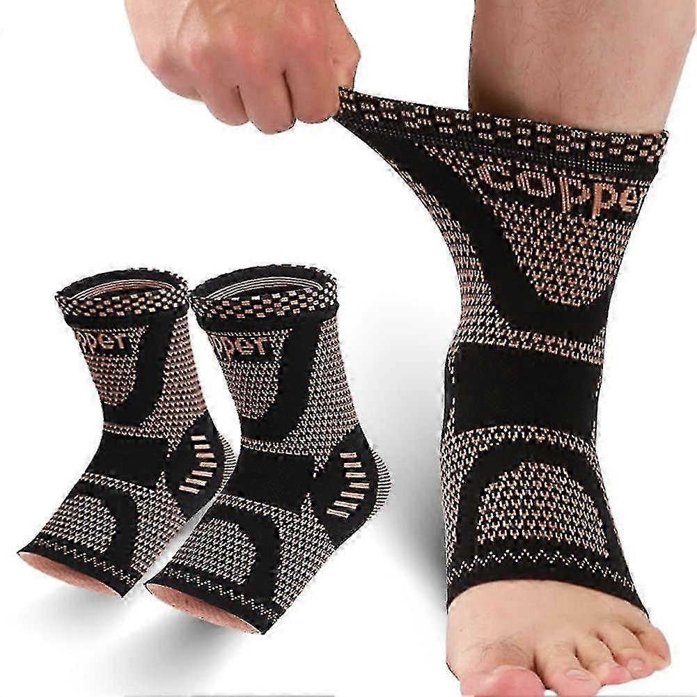 2pack النحاس دعامة الكاحل، النحاس غرست الكاحل دعم ضغط كم لتخفيف آلام القدم، التواء الكاحل