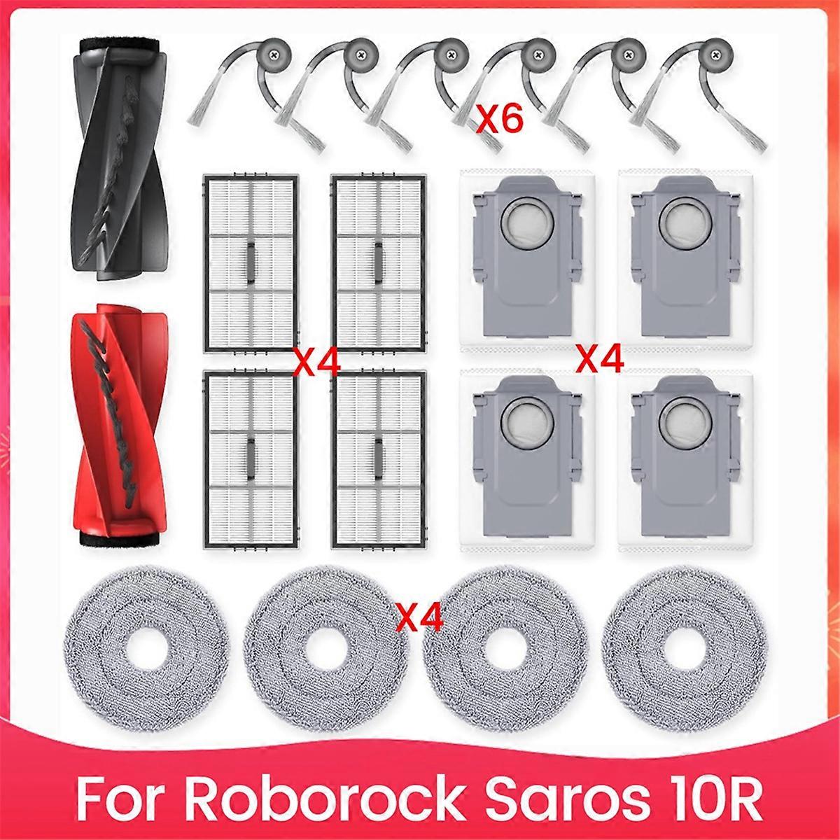 for Roborock Saros 10R Robot Vacuum, Main Side Brush HEPA Filter Mop