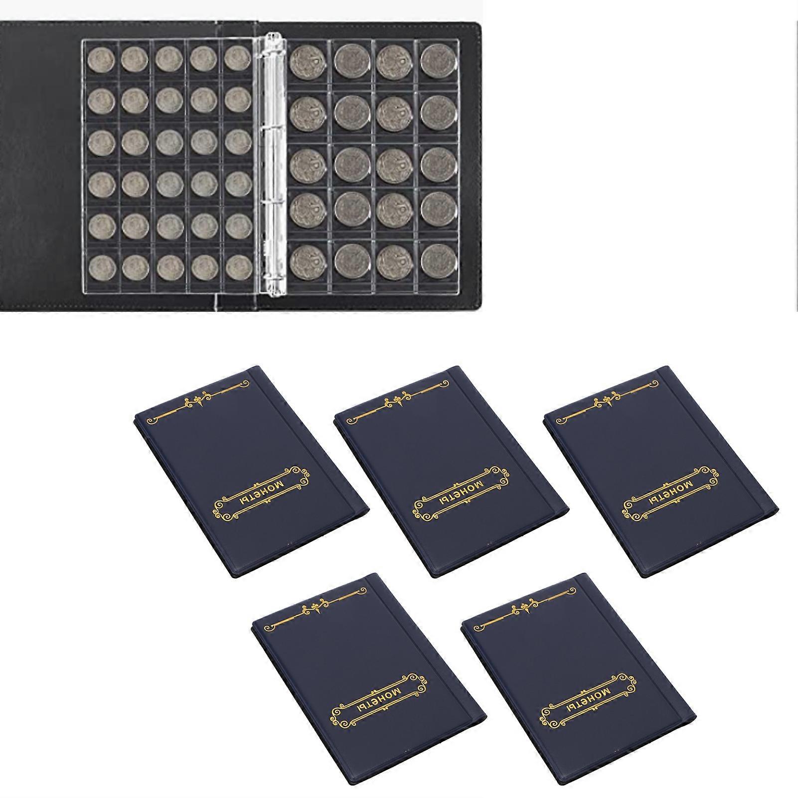 5 Pcs Coin Book PVC High Transparency Coin Collection Holder Book Coin Collecting Storage Album 