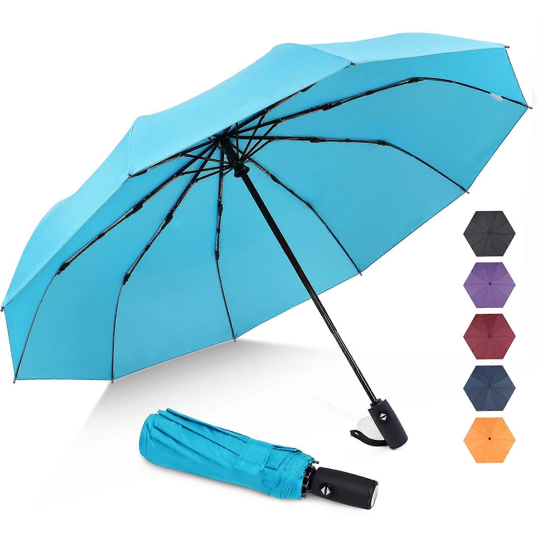 Travel Umbrella Compact - 10 Ribs Collapsible Umbrellas for Rain Windproof - Paraguas Automatic
