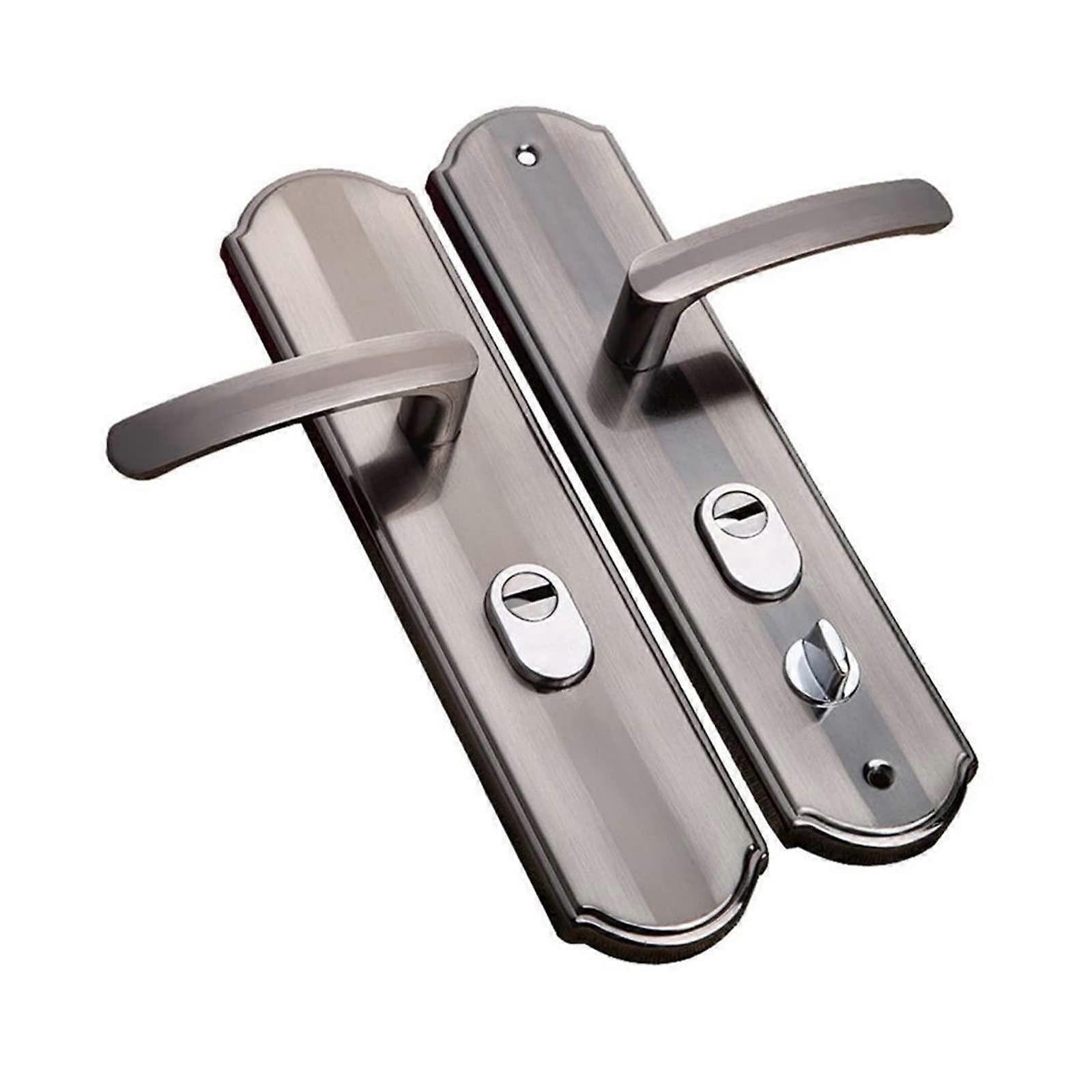 Aluminium Alloy Door Handle Pair for Universal Security, Thickened Panel, Durable Locking System, Modern Design