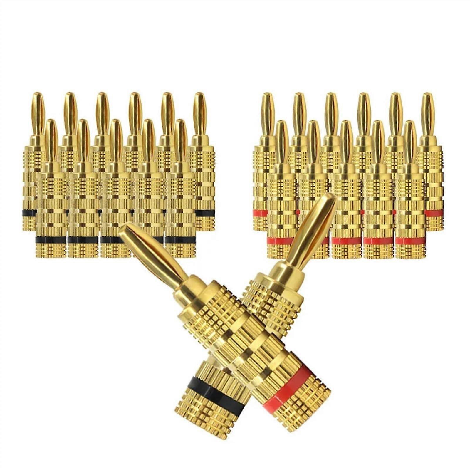 24PCS 4Mm Gold Plated Speaker Banana Connector for Video Speaker Adapter Audio Wire Cable Jack(2 Pieces)