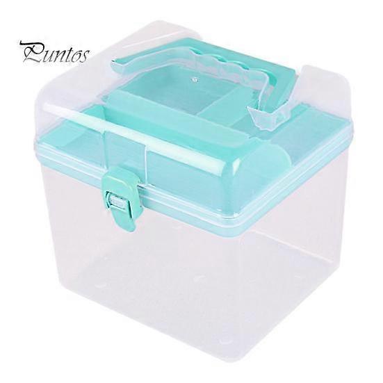Clear Storage Box with Removable 3 Compartments Tray Double Layers Portable Handle Multipurpose Toys Jewelry Stationery Makeup Organizer Holder