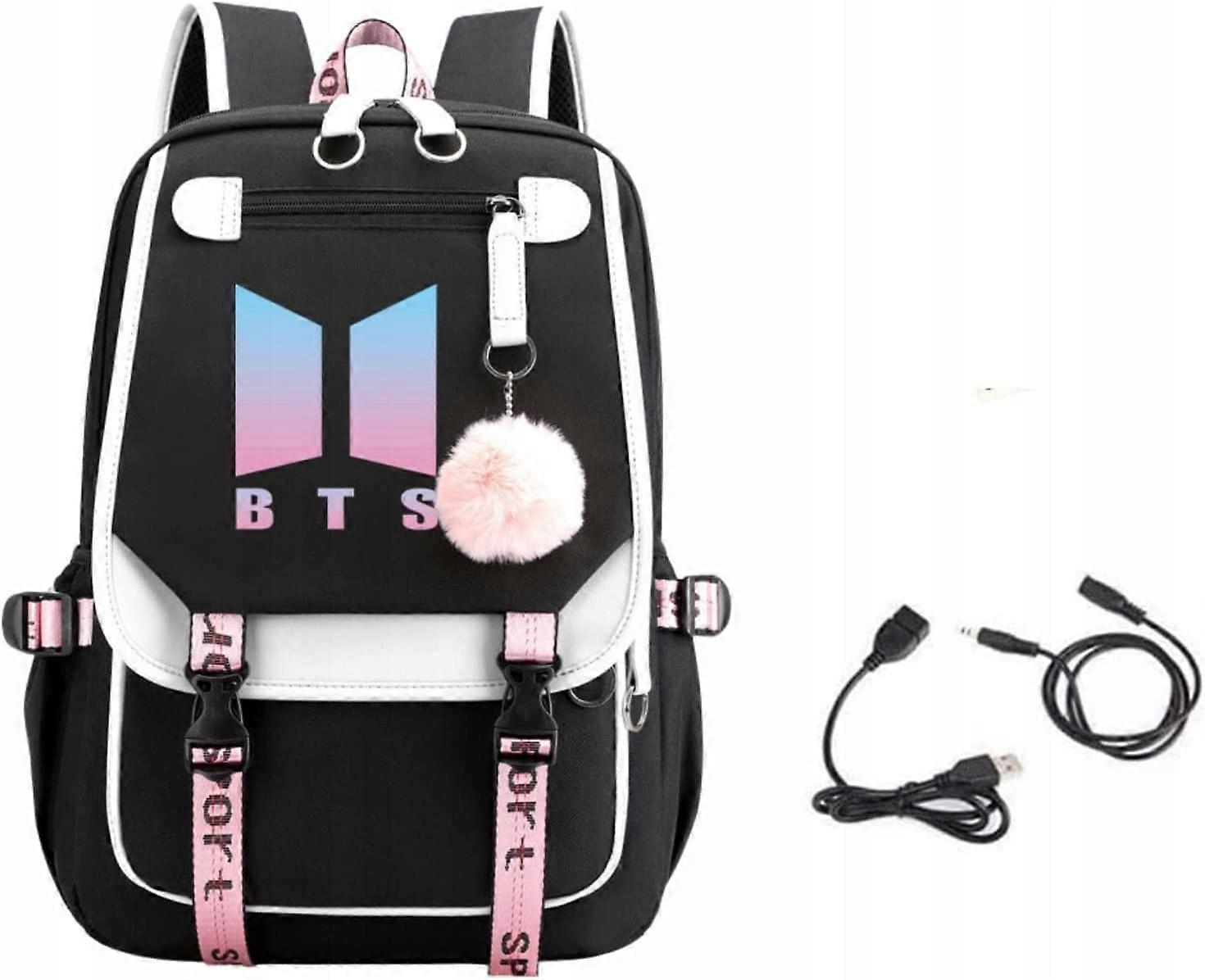 Bts Schulrucksack mit mehreren Fächern Weiß, Schwarz 35 L