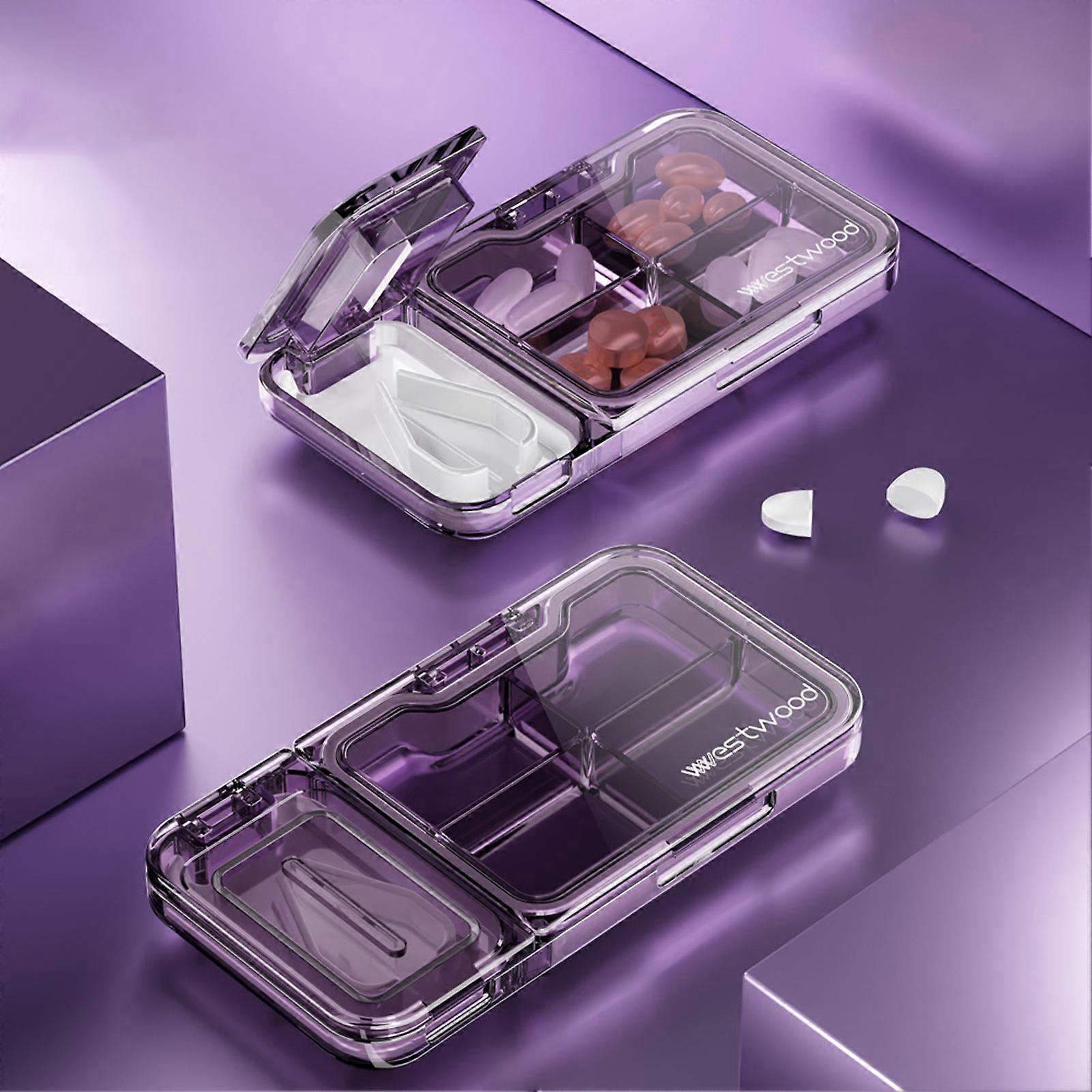 Divisor de pílulas multifuncional à prova de umidade Caixa de remédios compacta