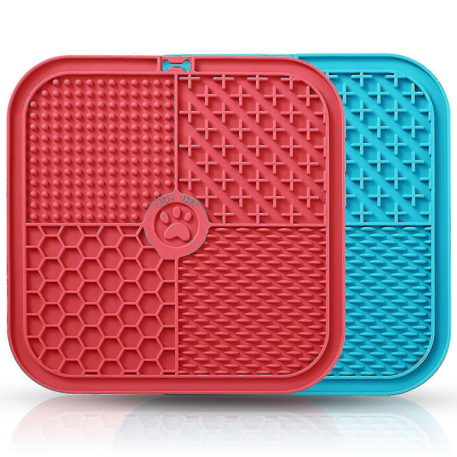 2pcs Pet Lick Mat Silicone Slower Feeder Pet Training Pad With Suction Cup