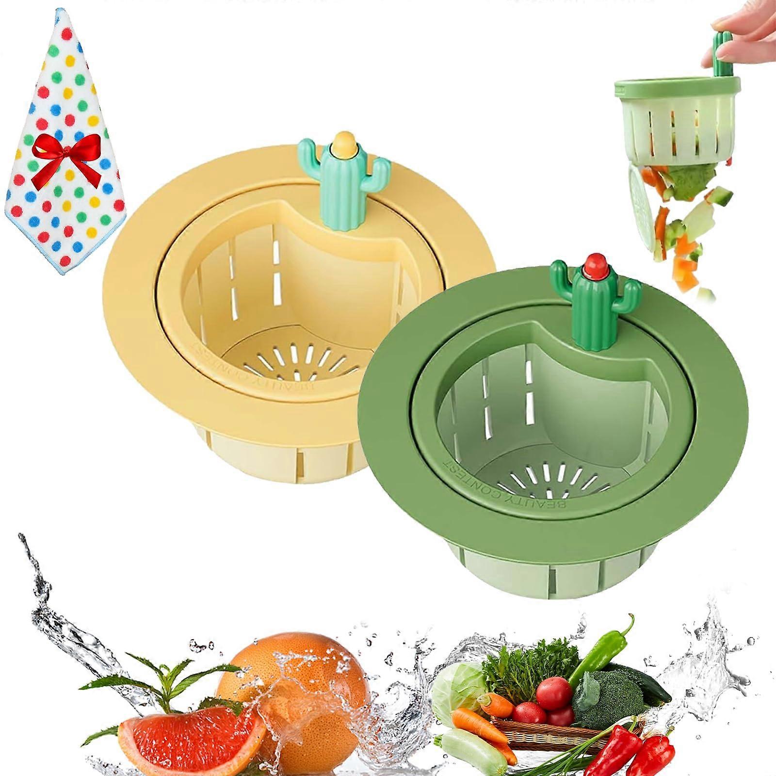 Cactus Kitchen Sink Drain Strainer, Cute Press Automatic Dumping Basket, Multifunctional Filter
