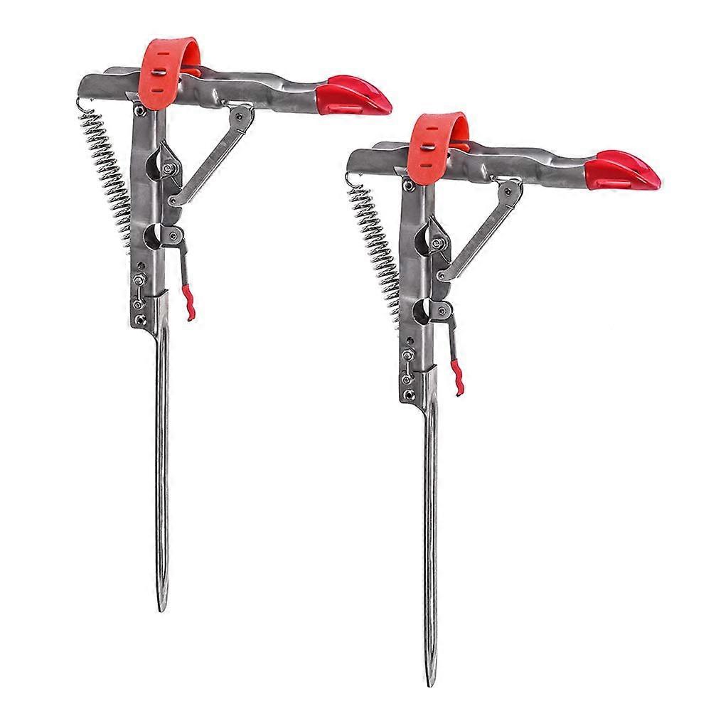 Automatic Spring Fishing Rod Holder - 2 Pack, Stainless Steel Folding Fishing Pole Mount Bracket for Ground Use