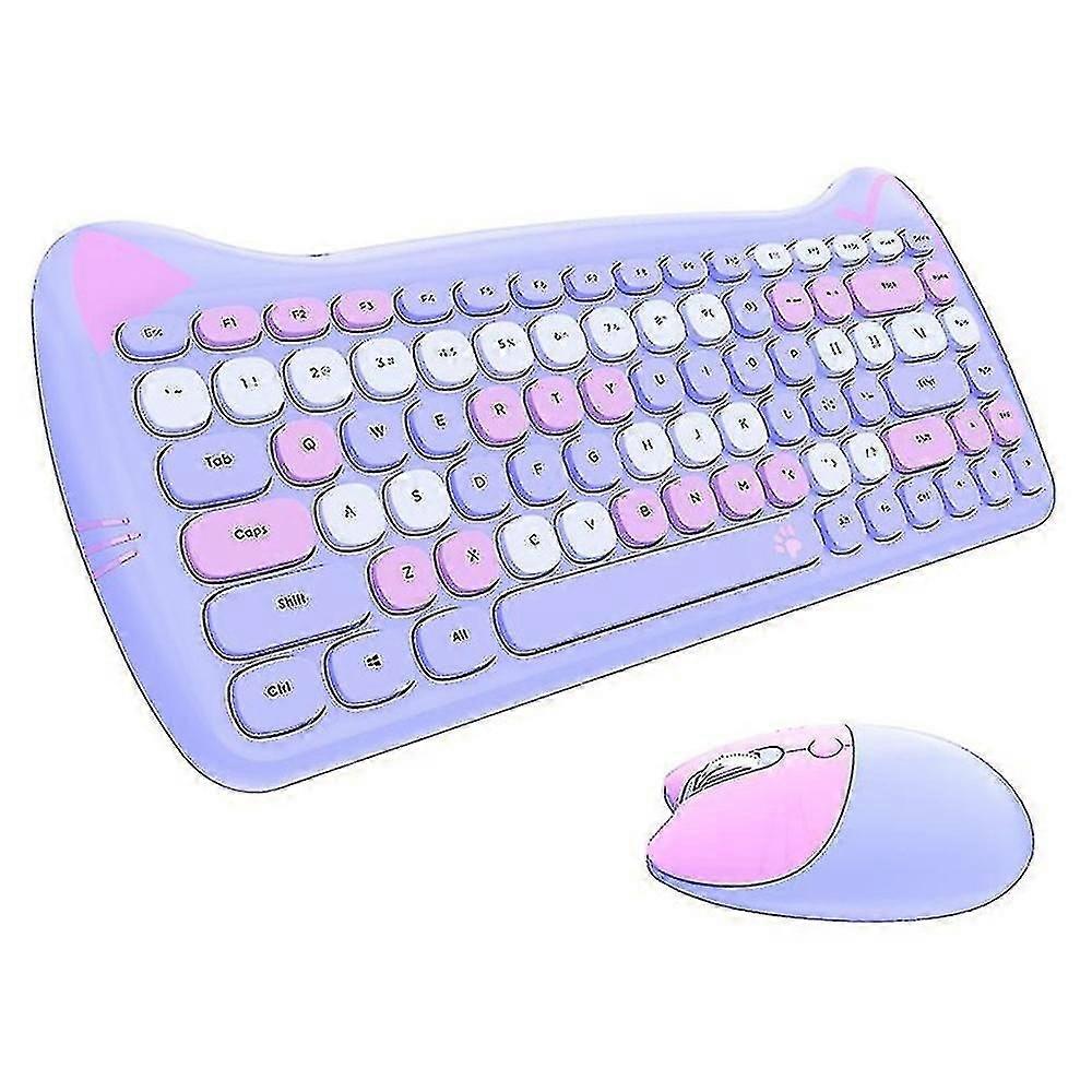 Cute Cat Wireless Mechanical Keyboard Mouse Sets