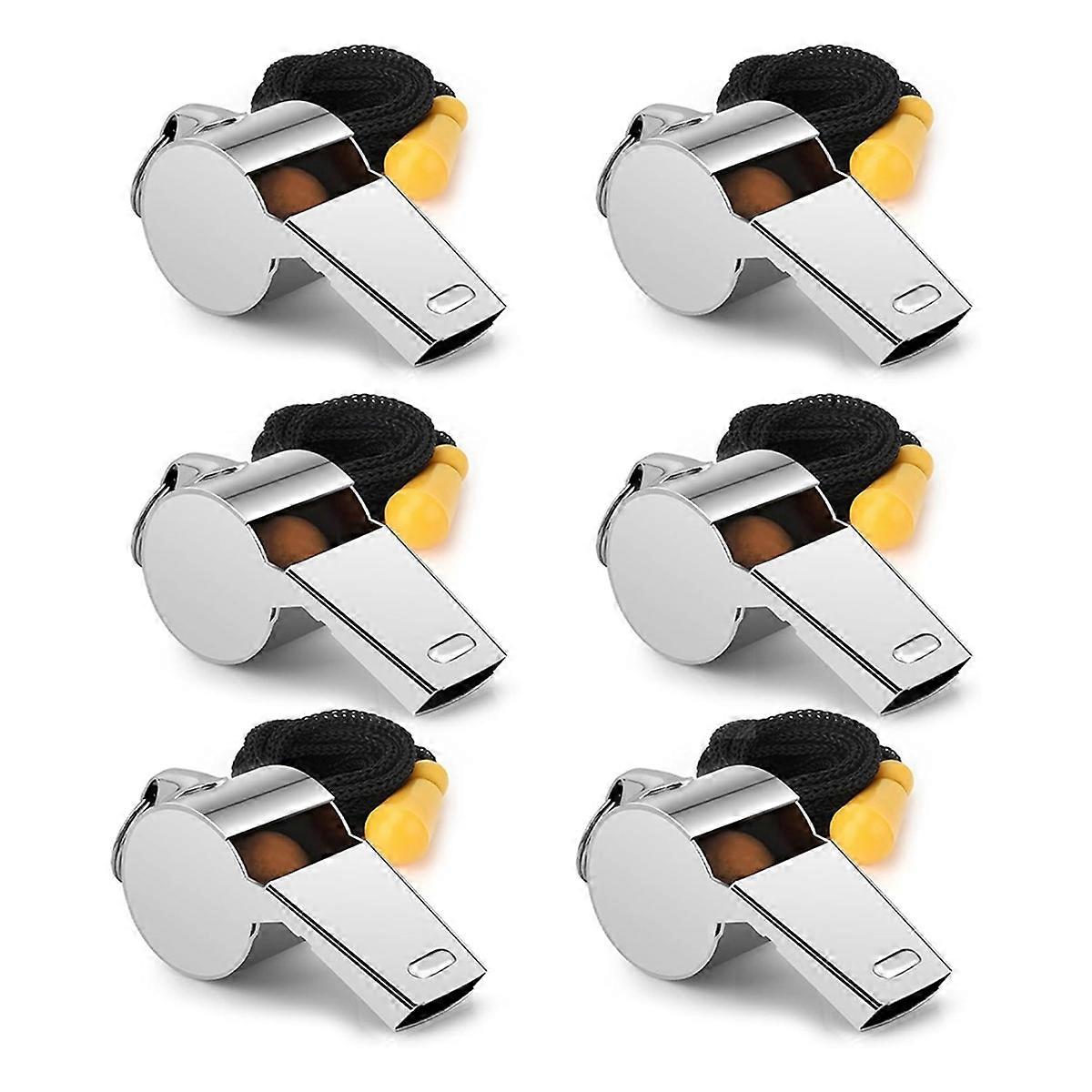 Whistle for Coaches, Stainless Steel Whistles Loud Crisp Sound 6PCS