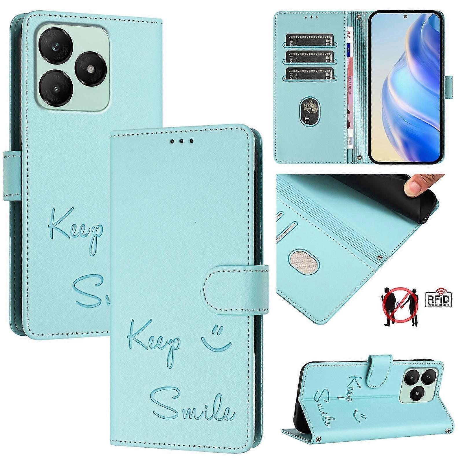 RFID-Enabled Embossed Leather Smartphone Case with a Smile Design