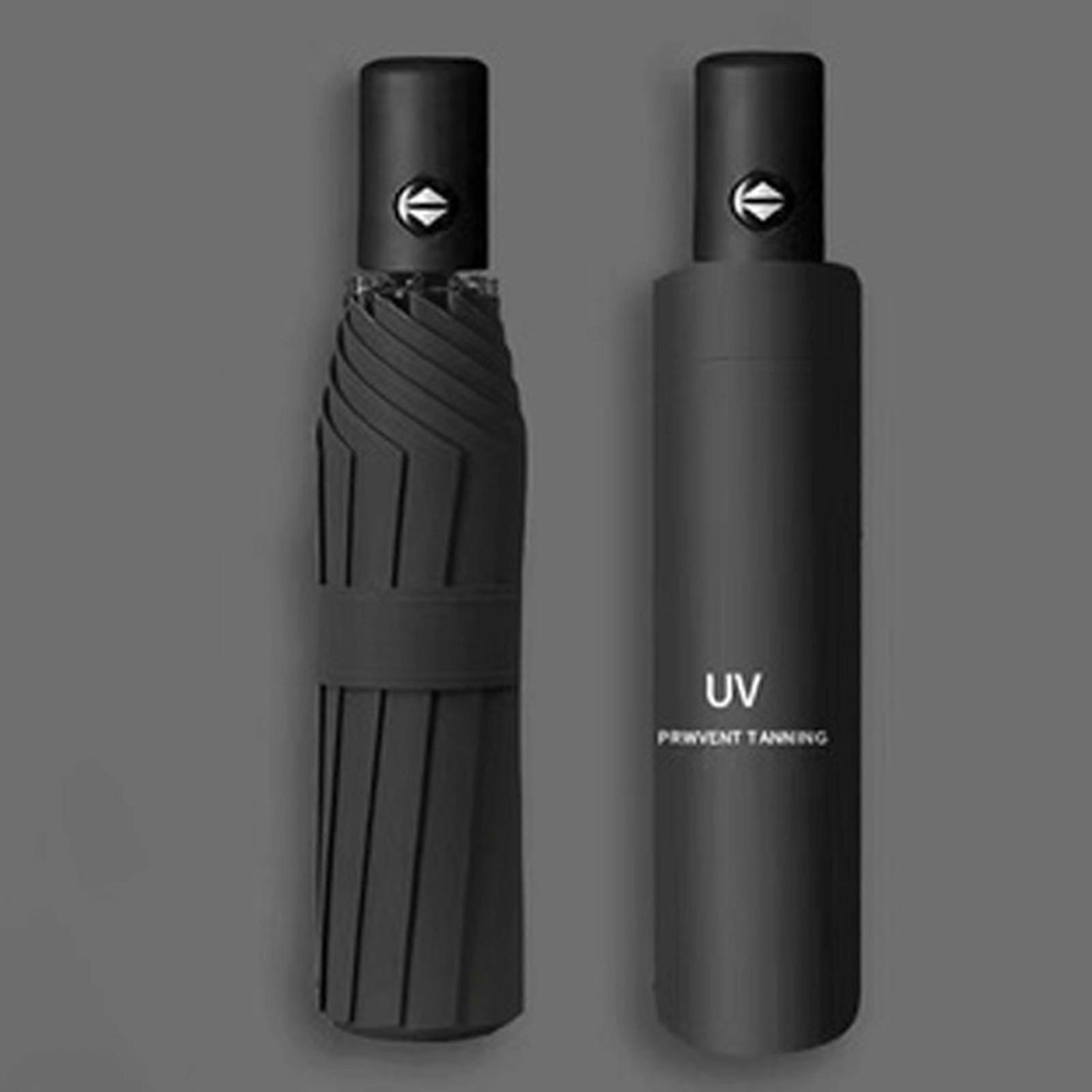 Automatic Men Women Dual-use Foldable Rain with Black Coating for Sun UV Protection Reinforced Umbrella Frame 97cm Diameter