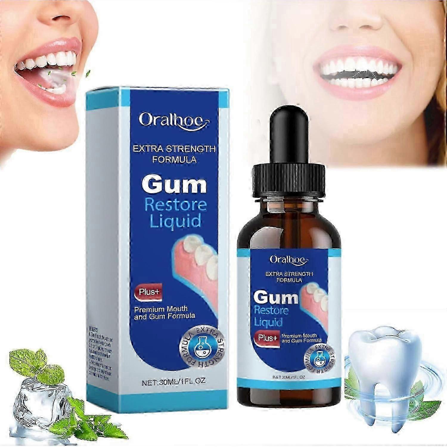 Gum Restore Liquid - Gum Therapy Serum, Gum Repair Drops for Receding Gums,Gum Restore Treatment, Teeth Freshening Mouthwash,Deeply Cleaning Teeth