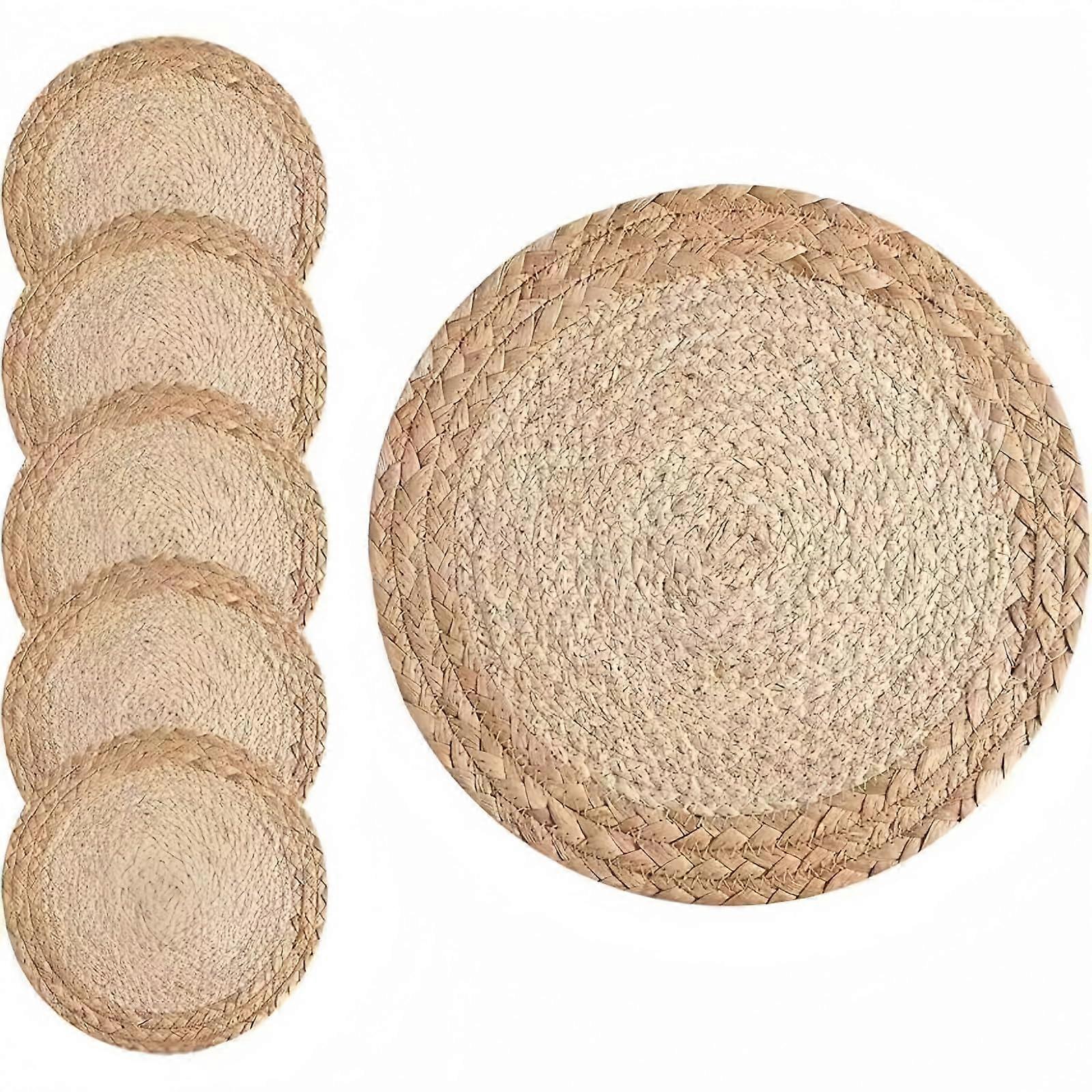Handmade 7 inch round placemats, bohemian farmhouse country style decorations for table, home decor (set of 6)