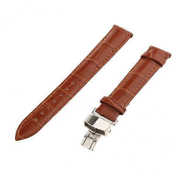 2-3 of pack Leather Butterfly Deployment Clasp Buckle Brown 18mm