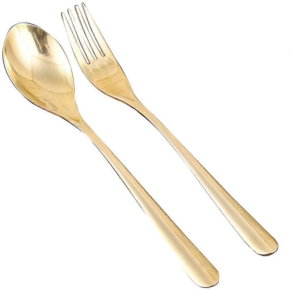 1 Set Western Dinnerware Flatware Brass Handle Fork Spoon Cutlery for Restaurant
