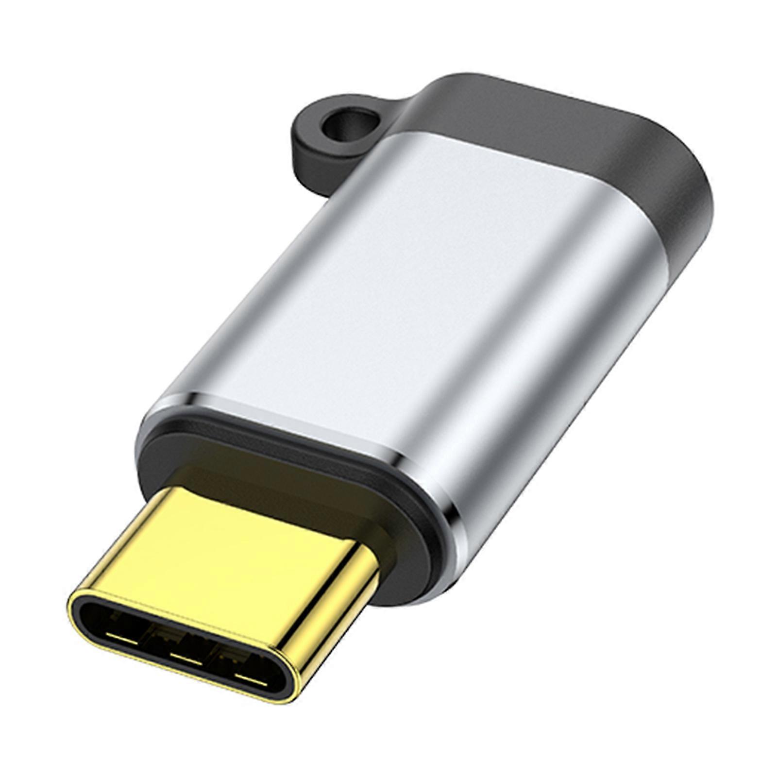 Conversion Adapter iOS8pin to Type-C Connector for Phones Universal Female to Male Converter Charging Adapter with Hole Silver