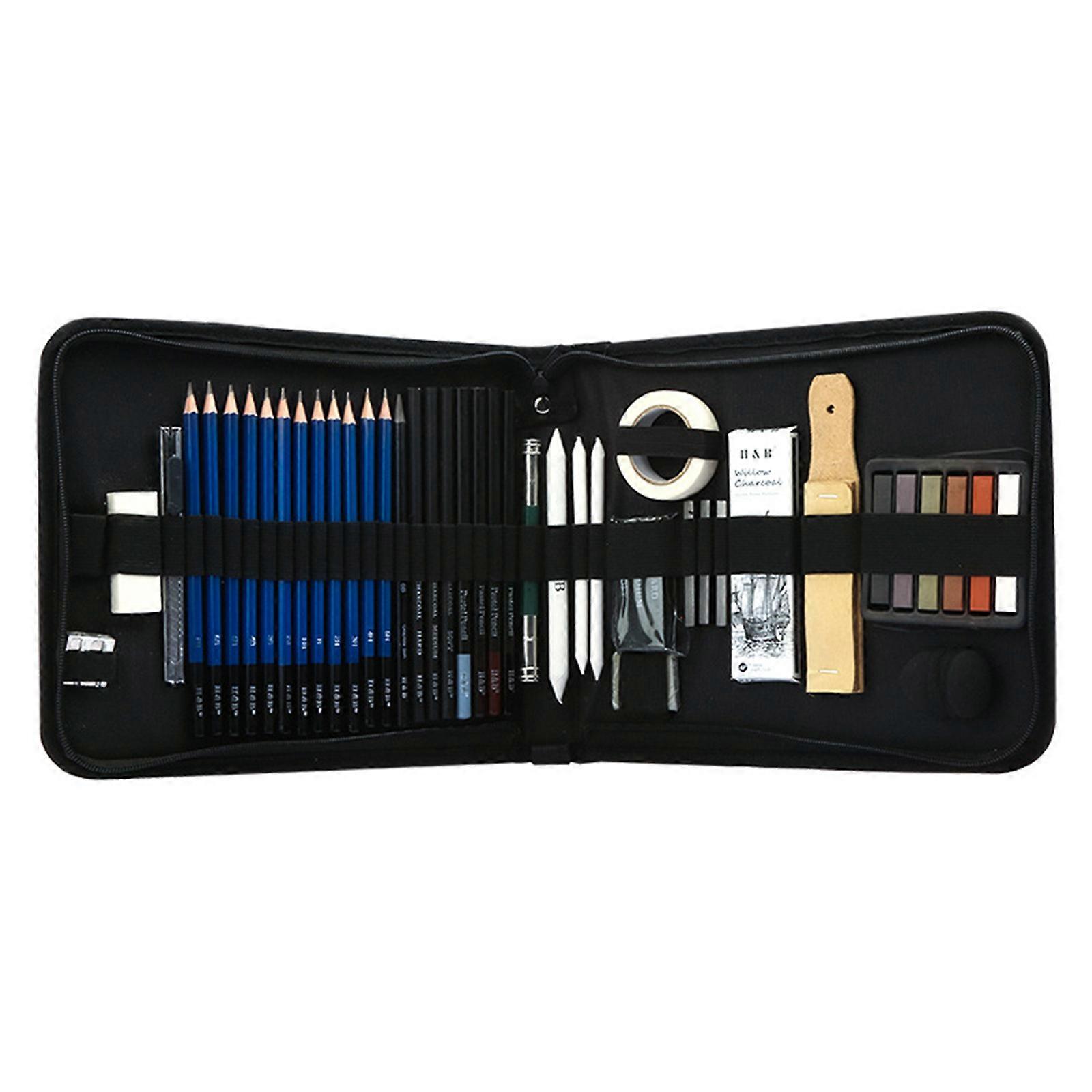 48pcs Professional Drawing Sketch Set Charcoal Pencil Kit Carrying Bag for Beginner Painting Art Students