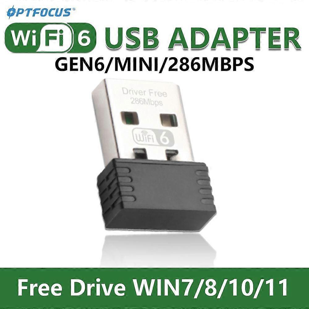 OPTFOCUS Wifi6 2.4G 286mbps USB Wifi-sovitin PC-sovittimelle wifi 6e Dongle Usb Mini langaton Wi Fi
