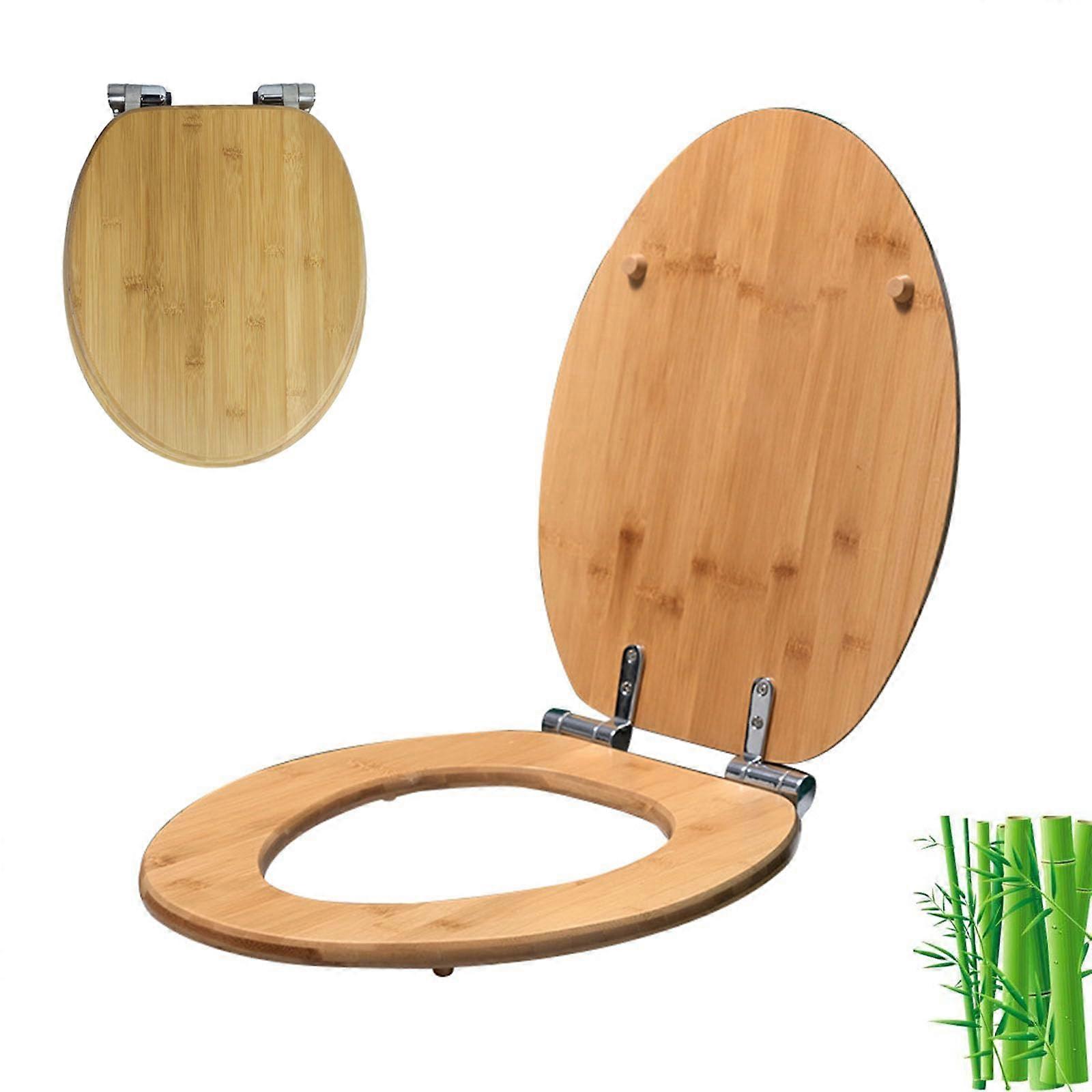Robust wood toilet seat with slowclose, elongated, easytoclean, 3642cm