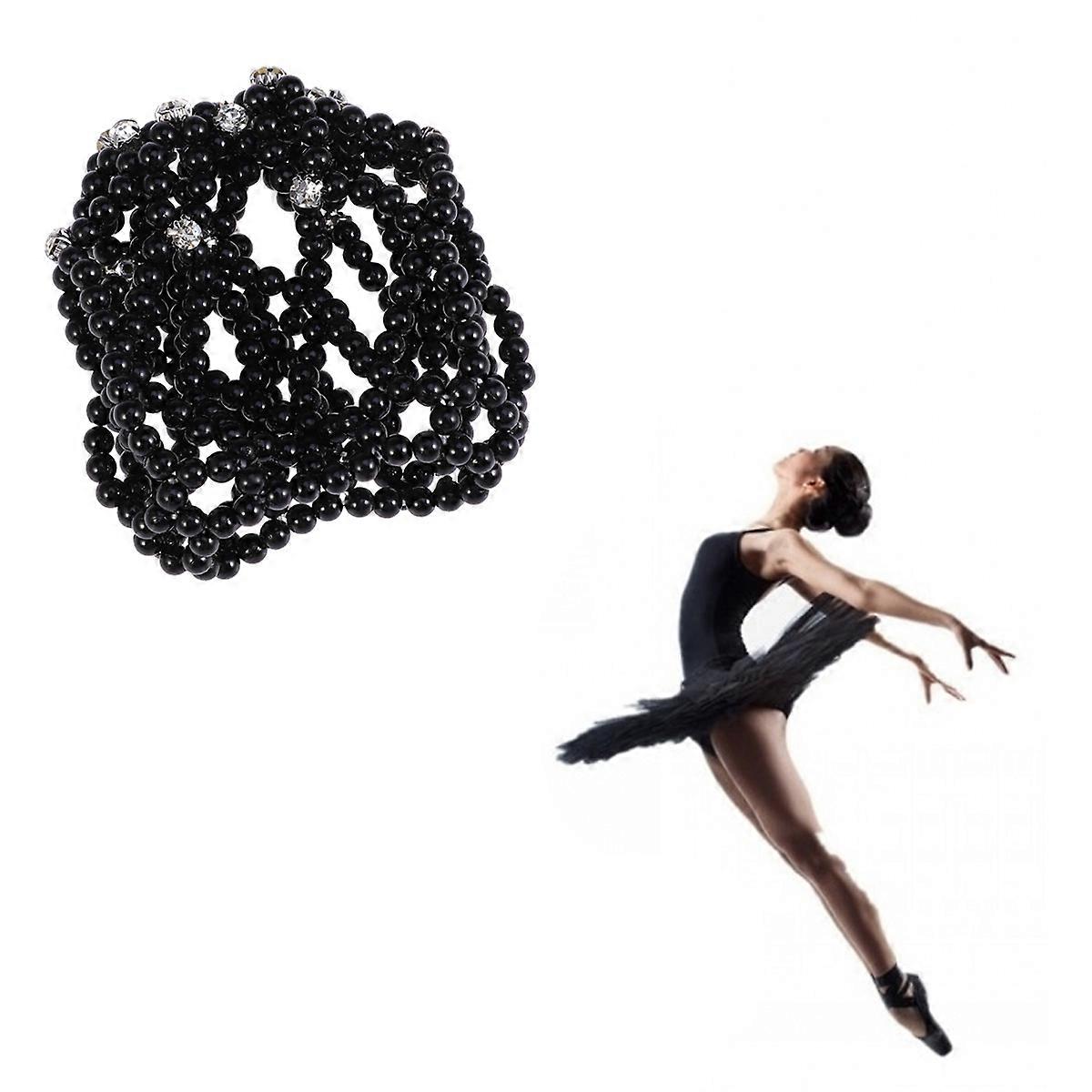 Elastic Pearl Hairnet for Decoration Use Black Plastic Hairstyle Accessory for Dance and Performance