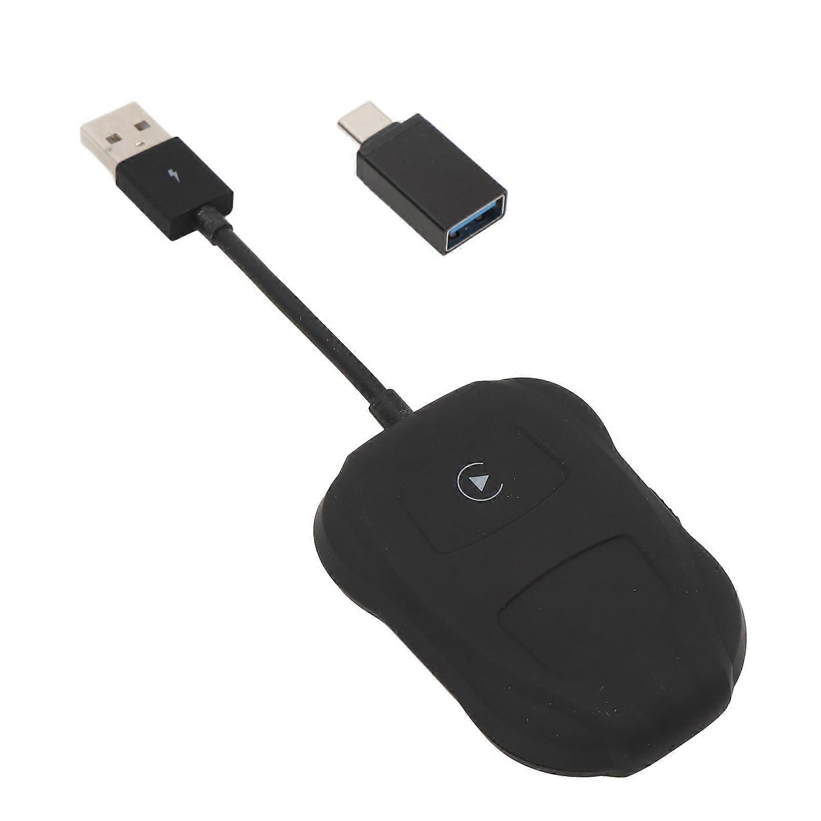 Car Wireless Adapter for Carplay for Android Auto 2.4GHz 5GHz Plug and Play USB Type C 2 In 1 Car Wireless Adapter Convert Wired to Wireless Black 