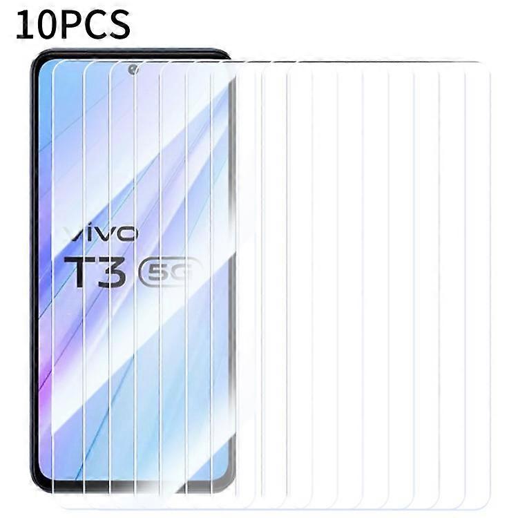 RURIHAI 10 قطع متوافقة مع vivo T3 5G واقي شاشة شفاف 0.26 مم 2.5D فيلم زجاجي عالي الألومنيوم والسيليكون