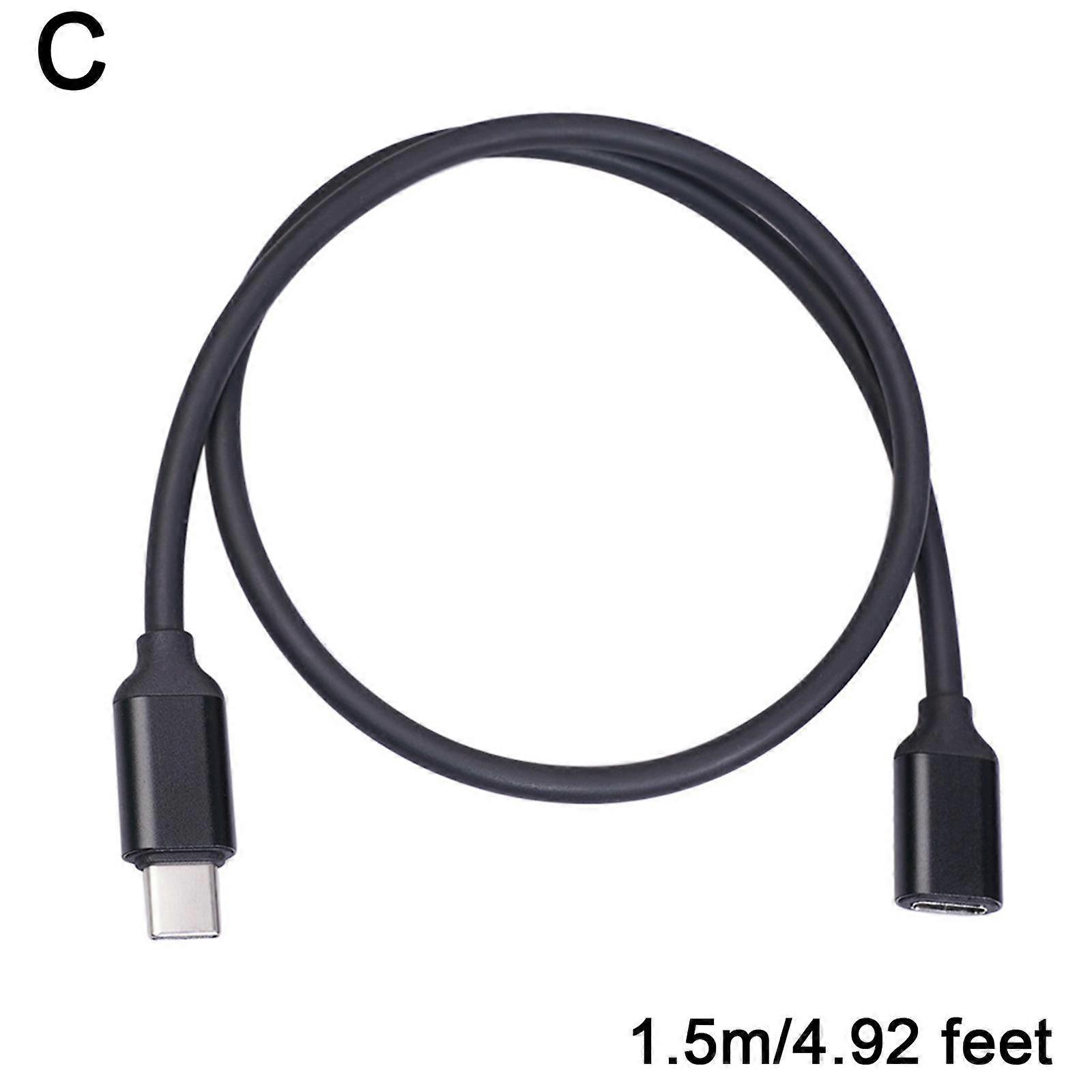 Black 1.5m (C)$Aluminum Alloy Shell TYPE-C Male to Female Extension Cable Laptop Fast Charge Mouse Keyboard