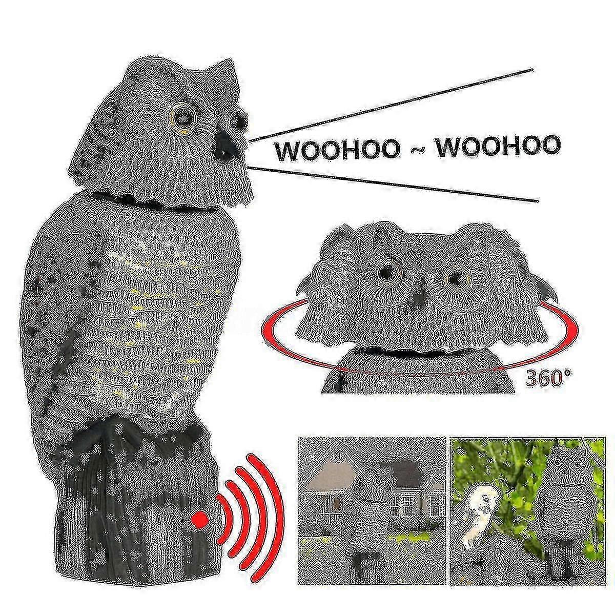 Alg Realistic Birdcage Plastic Owl Scarecrow With Rotating Head And Sound