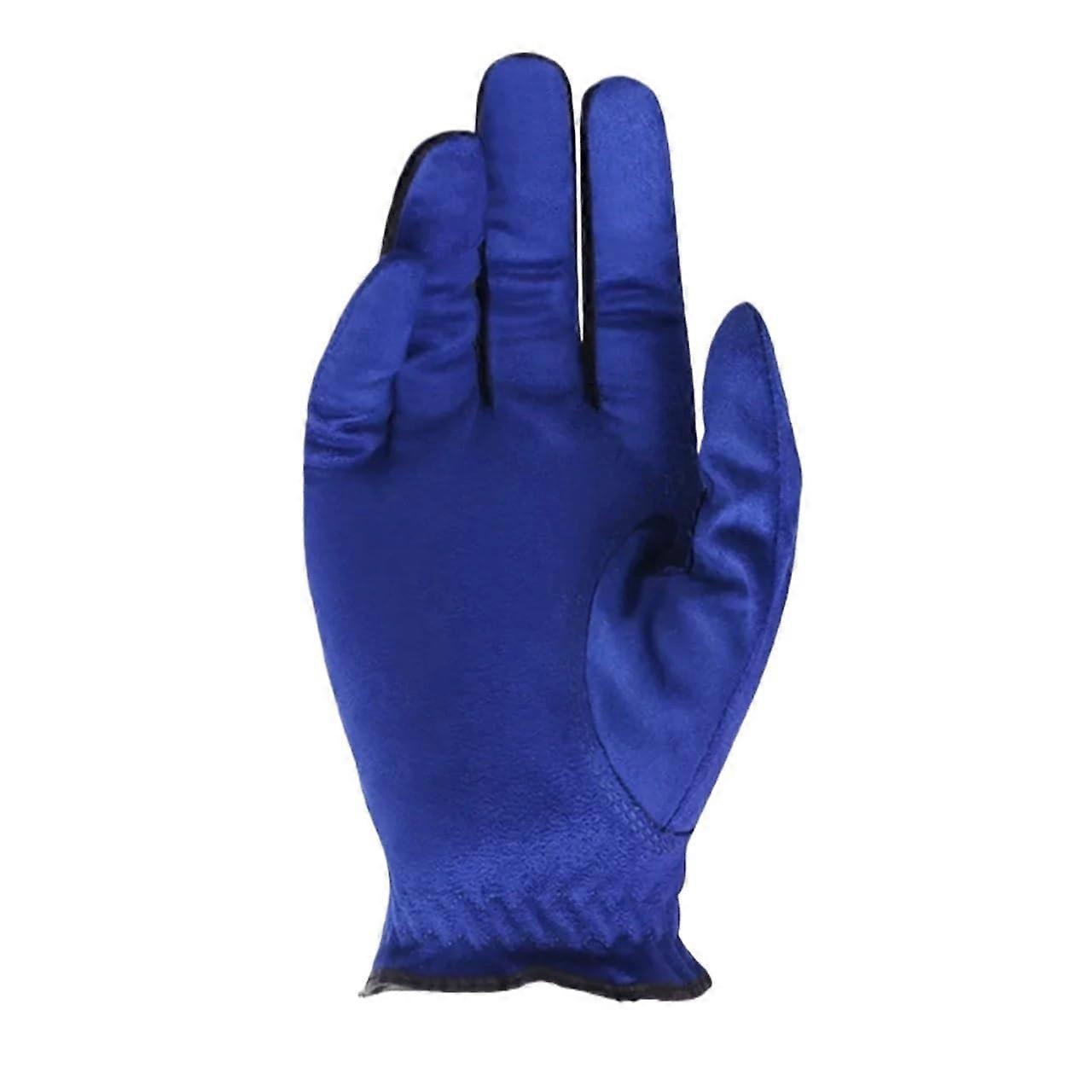 Golf Gloves - 2 Pieces Men's Breathable Skid-Proof Gloves for Left or Right Hand - Blue Right Hand Size 24 Outdoor Use