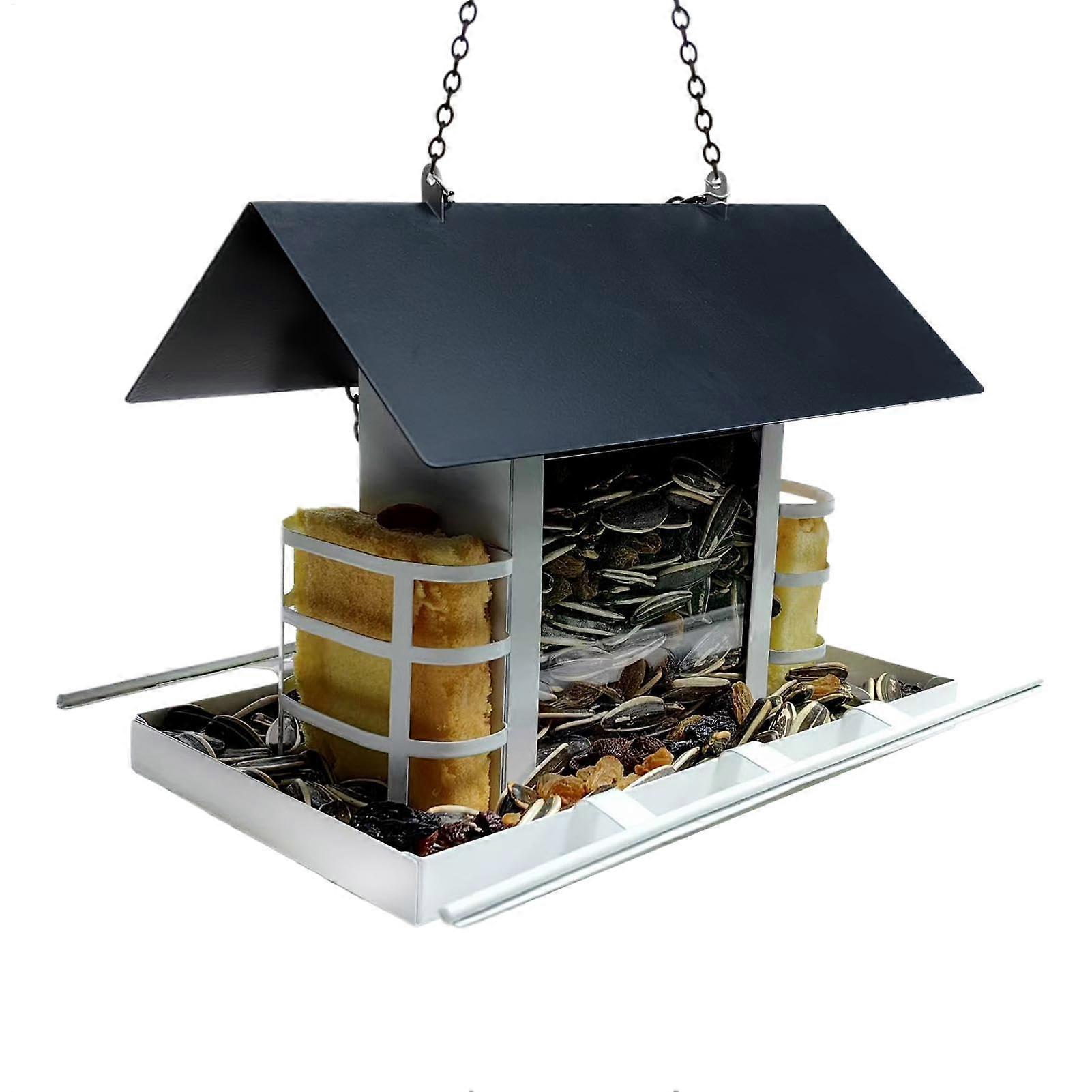 bird feeder station, hanging, weatherproof, 360° feeder for garden terrace, durable with drainage easy to fill