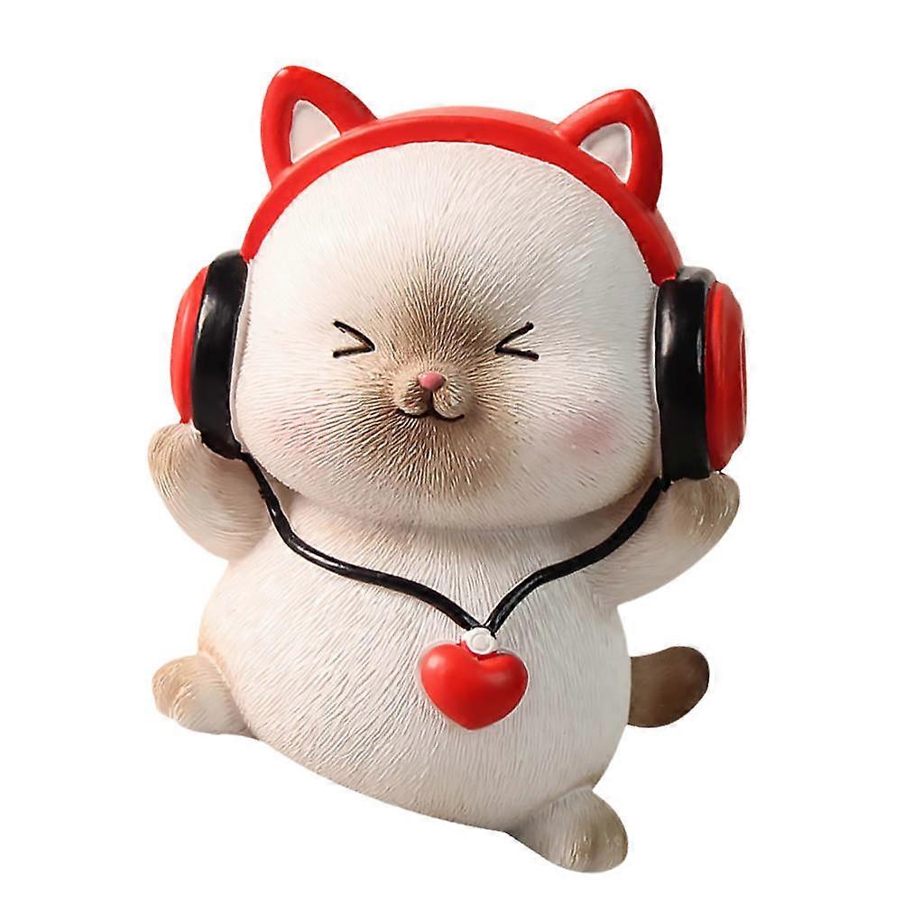 Cat Car Ornament Resin Cat Baking Cake Decoration Cat Figurines Car Restaurant and Decoration 1Set