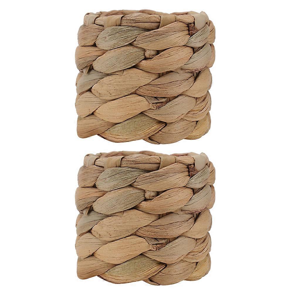 Woven Napkin Ring Rustic Farmhouse Napkin Rings Khaki 5.00X4.00X4.00cm Napkin Fixing 2Pcs