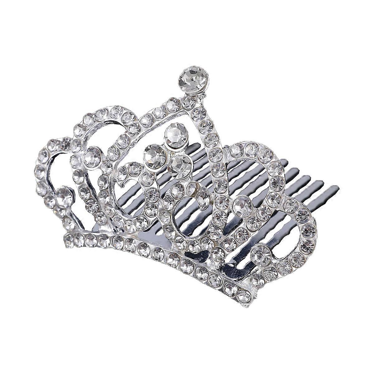 التيجان البنات كريستال تاج مشط أطفال أنيقة أغطية الرأس ديكور للأداء 7x4.5x5.5 سم 1 قطعة