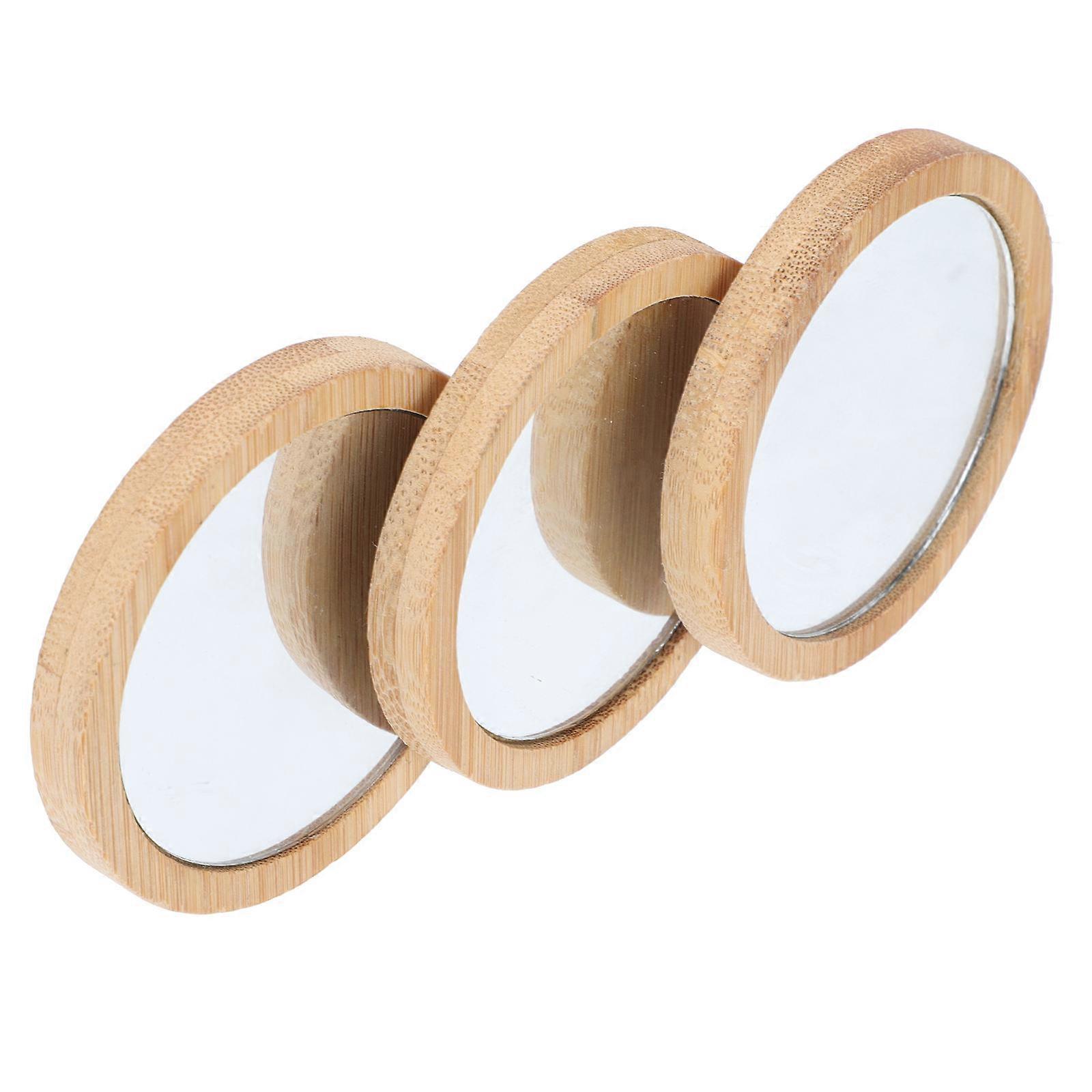3pcs Compact Makeup Mirrors Portable Mini Round Handheld Mirrors for Women Lightweight and Elegant Design for Travel and Touch Ups