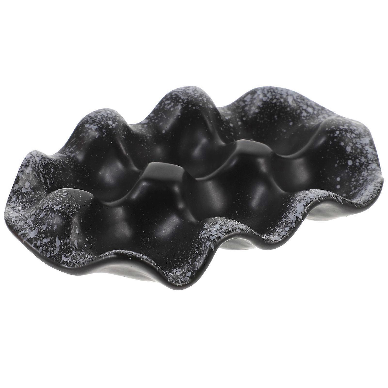Kitchen Egg Cup Ceramic Keeper for Restaurant Use Black Color Preservation 1Set