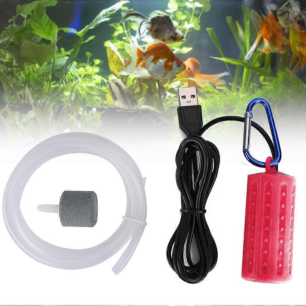 USB Aquarium Oxygen Pump 7x3x3cm with Bubble Stone & 148cm Cable
