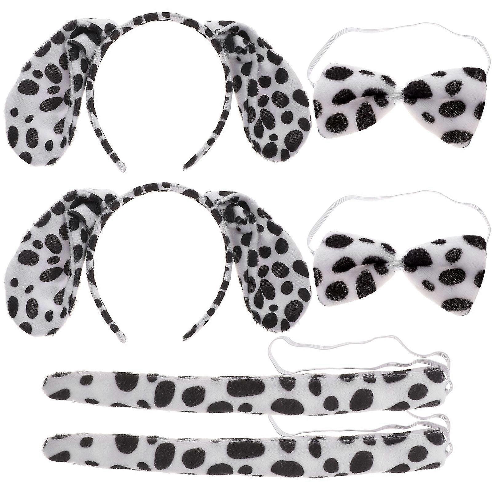 Animal Ear Headbands with Tail Costume Props Creative Dalmatian Design for Cosplay, Party &